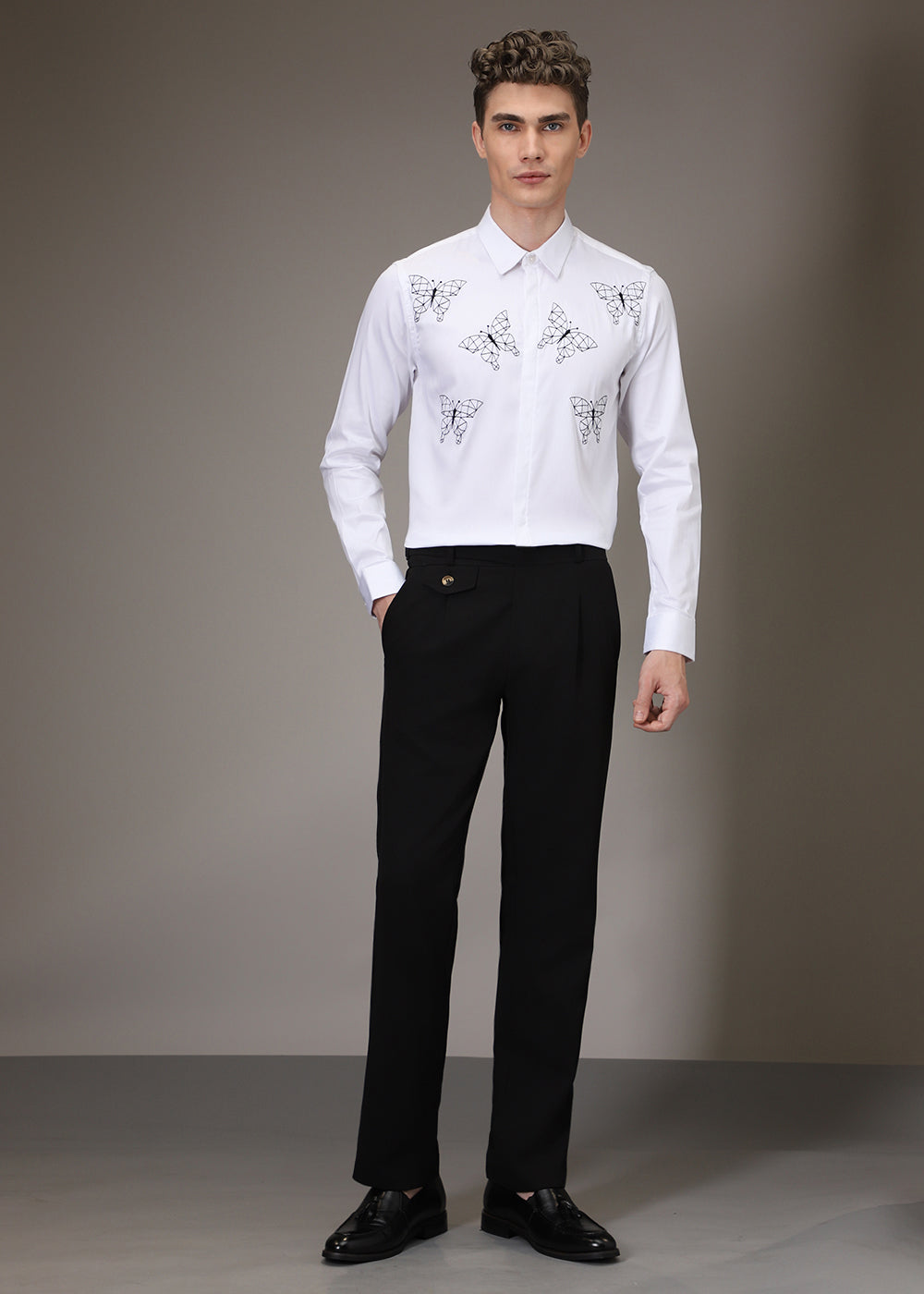 Flutter Embroidery White Shirt