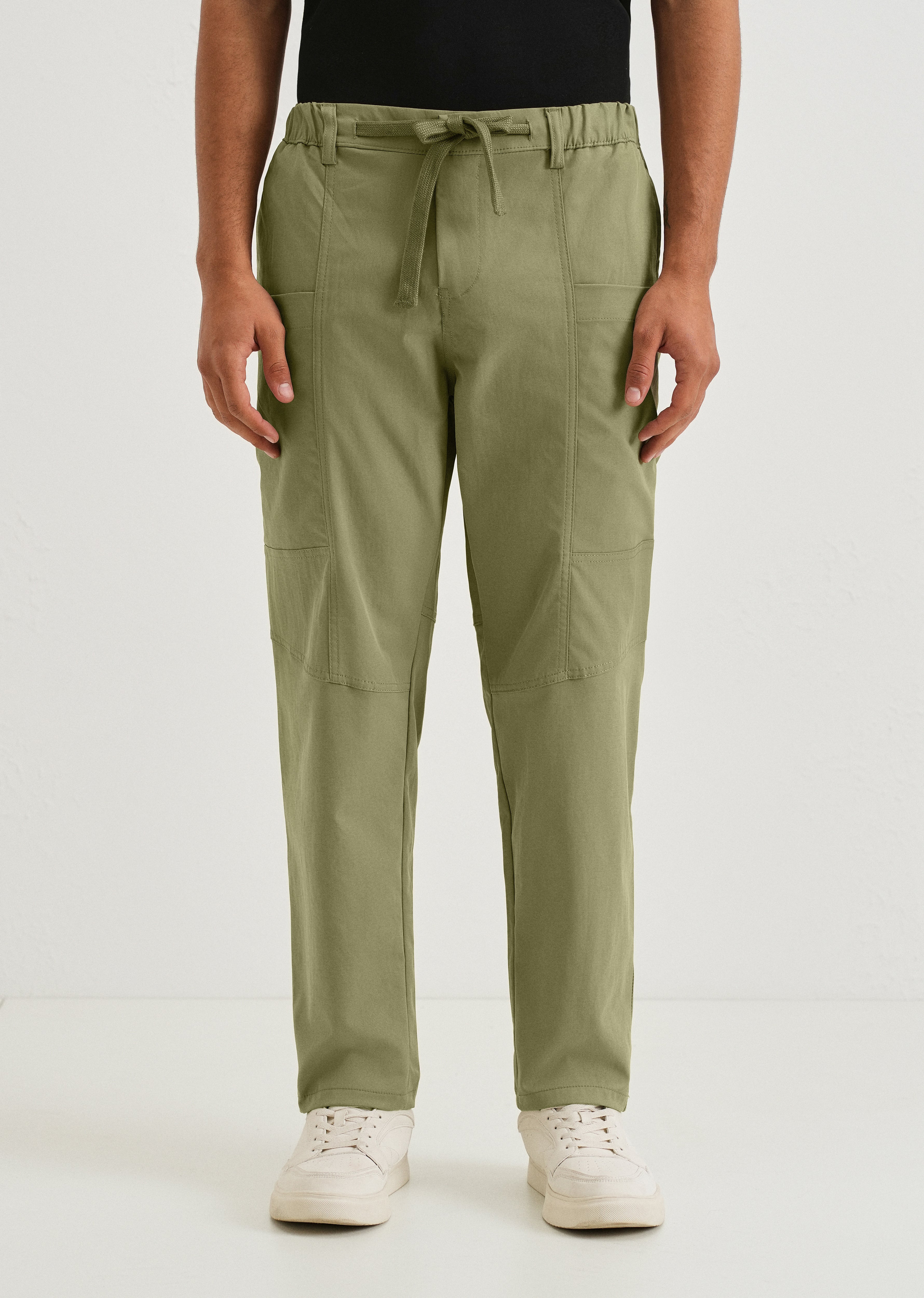 Forest Green Drawstring Panel Cargo Pant