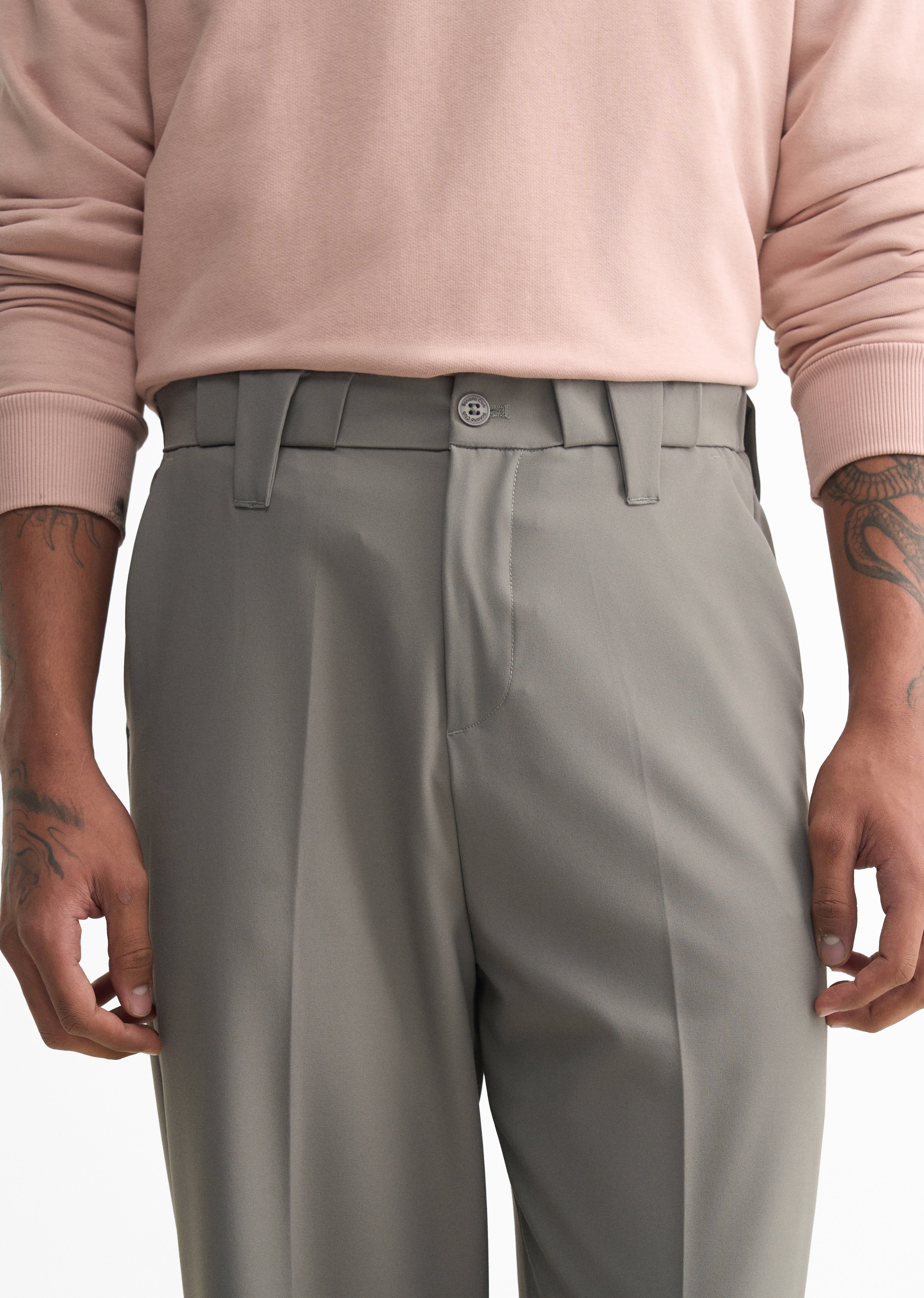 Fossil Grey Back Elastic Relaxed Fit Trouser