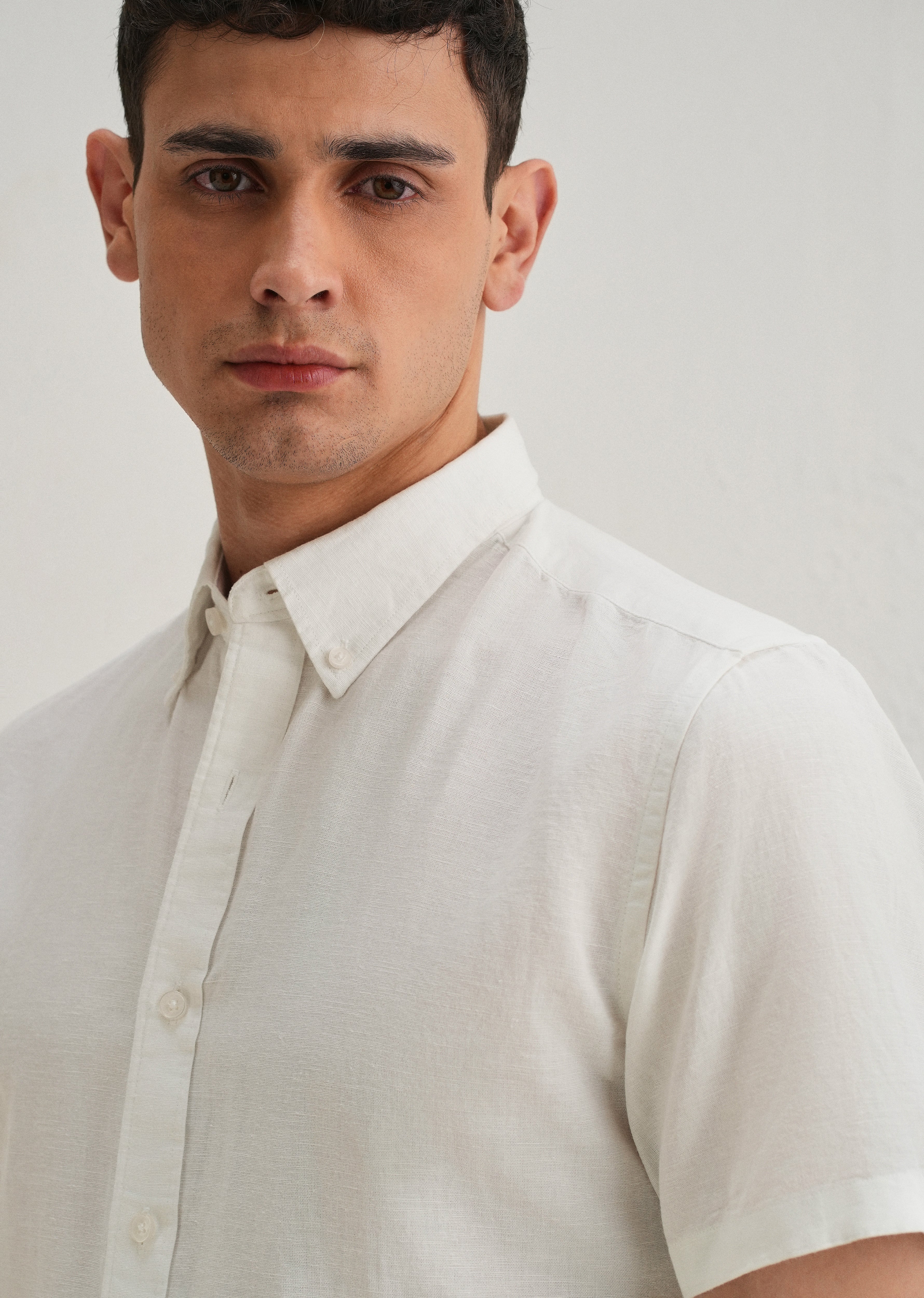 Frost White Cotton Linen Shirt