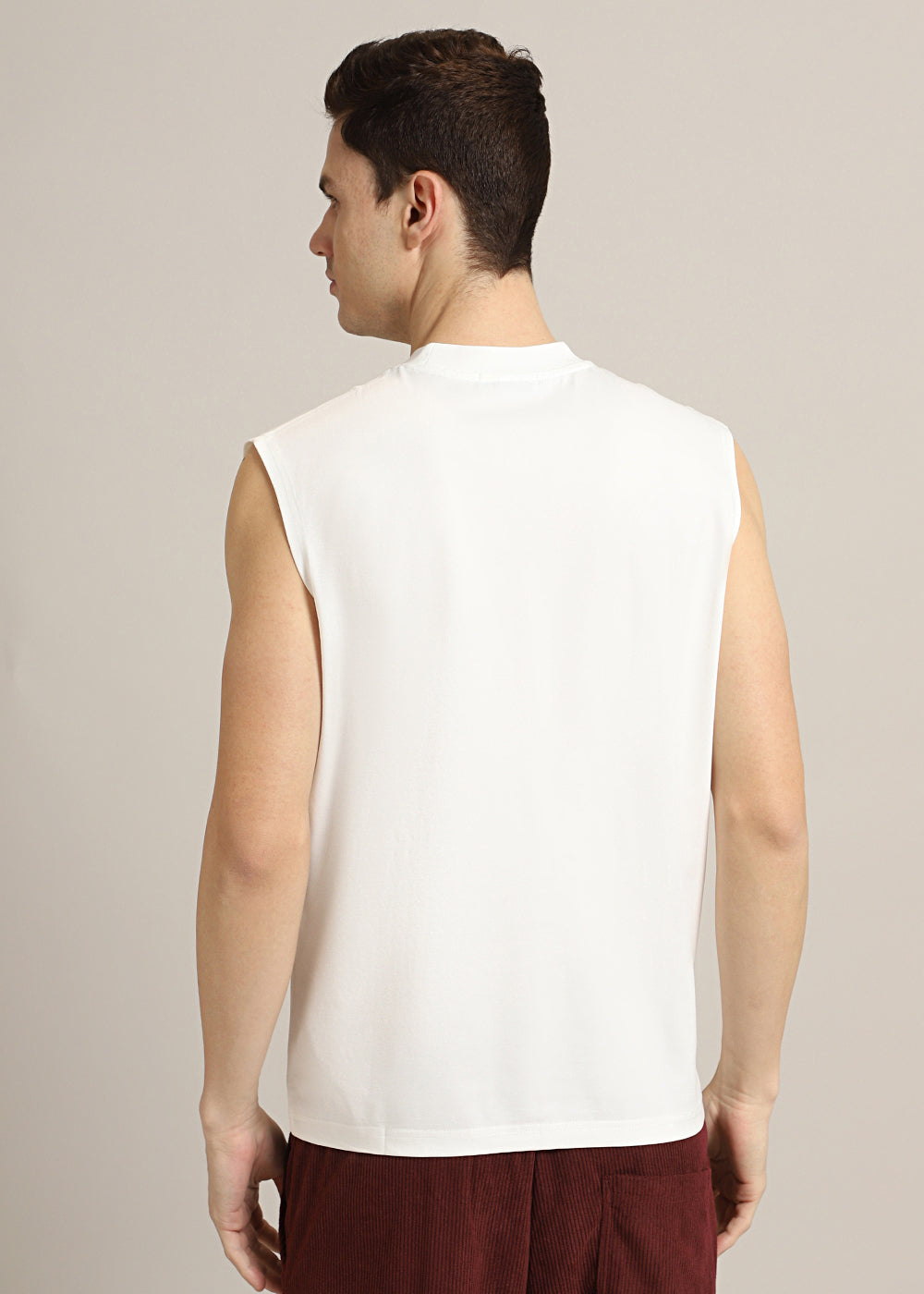 Gardenia Off White Ribbed Regular Tank