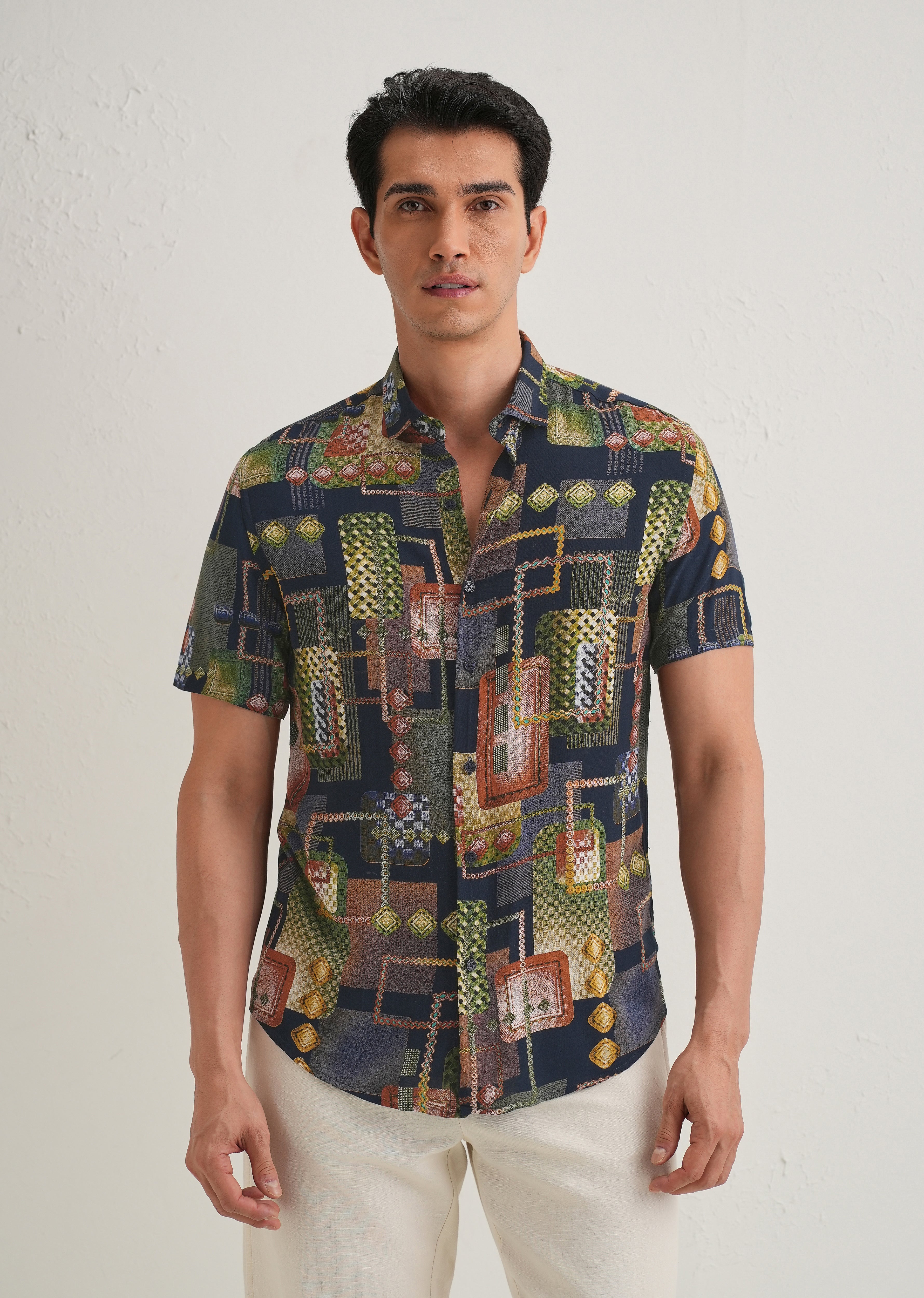 Geo Blue Feather shirt