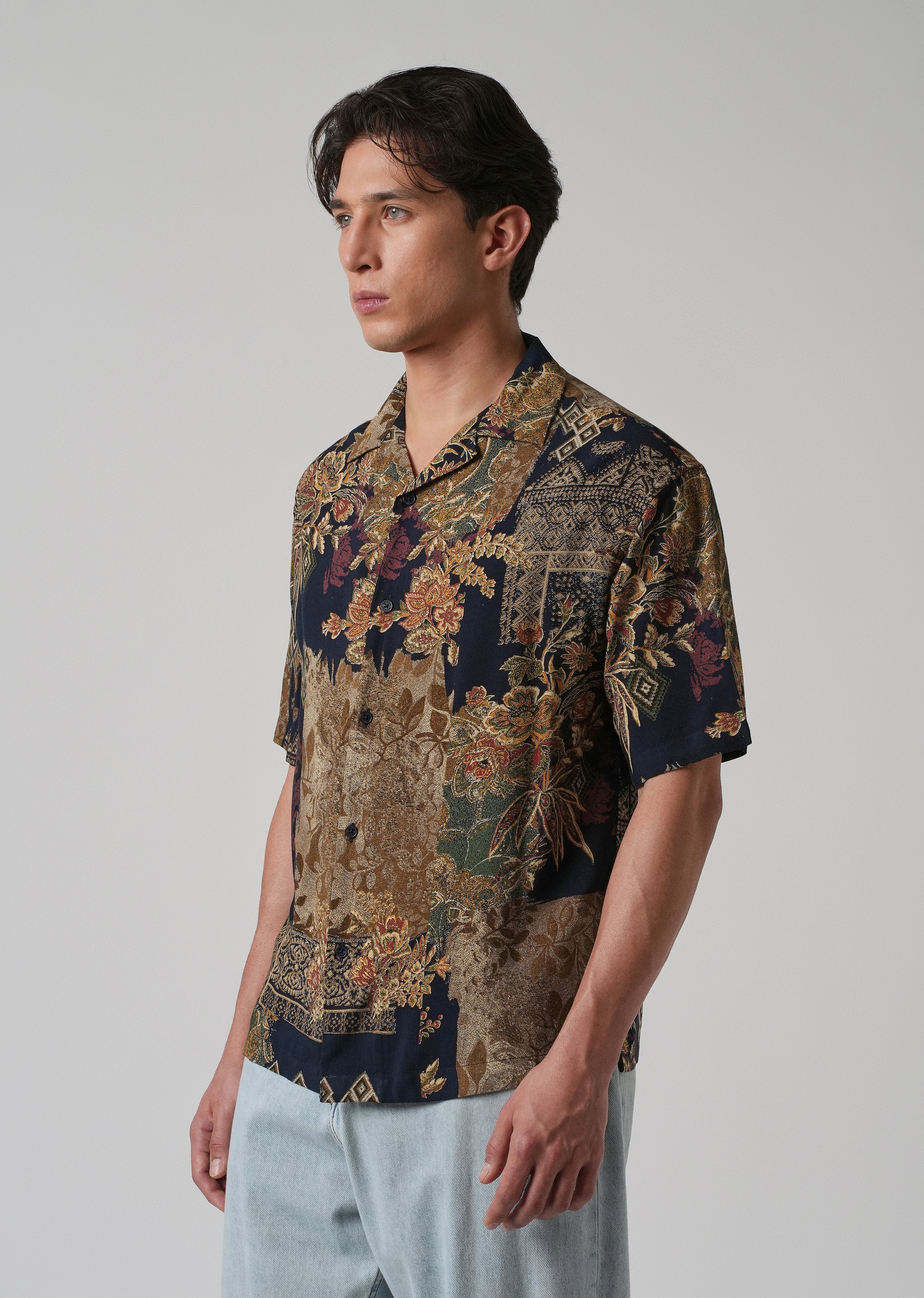 Geo Floral Oversized Feather Shirt