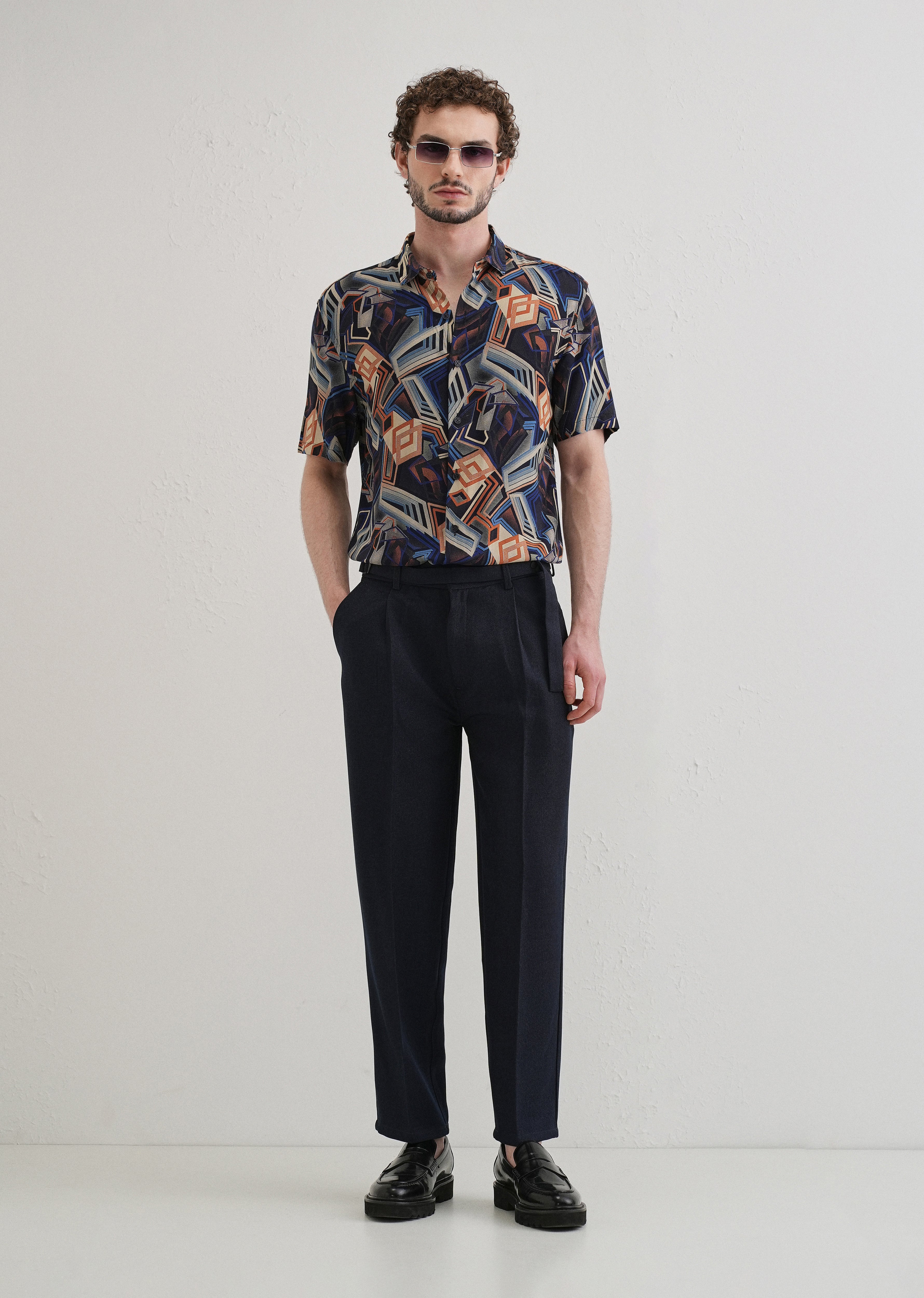 Geometric Blue Feather shirt