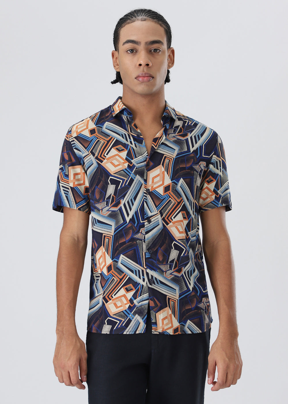 Geometric Blue Feather shirt