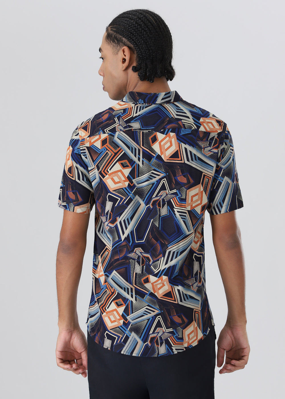 Geometric Blue Feather shirt