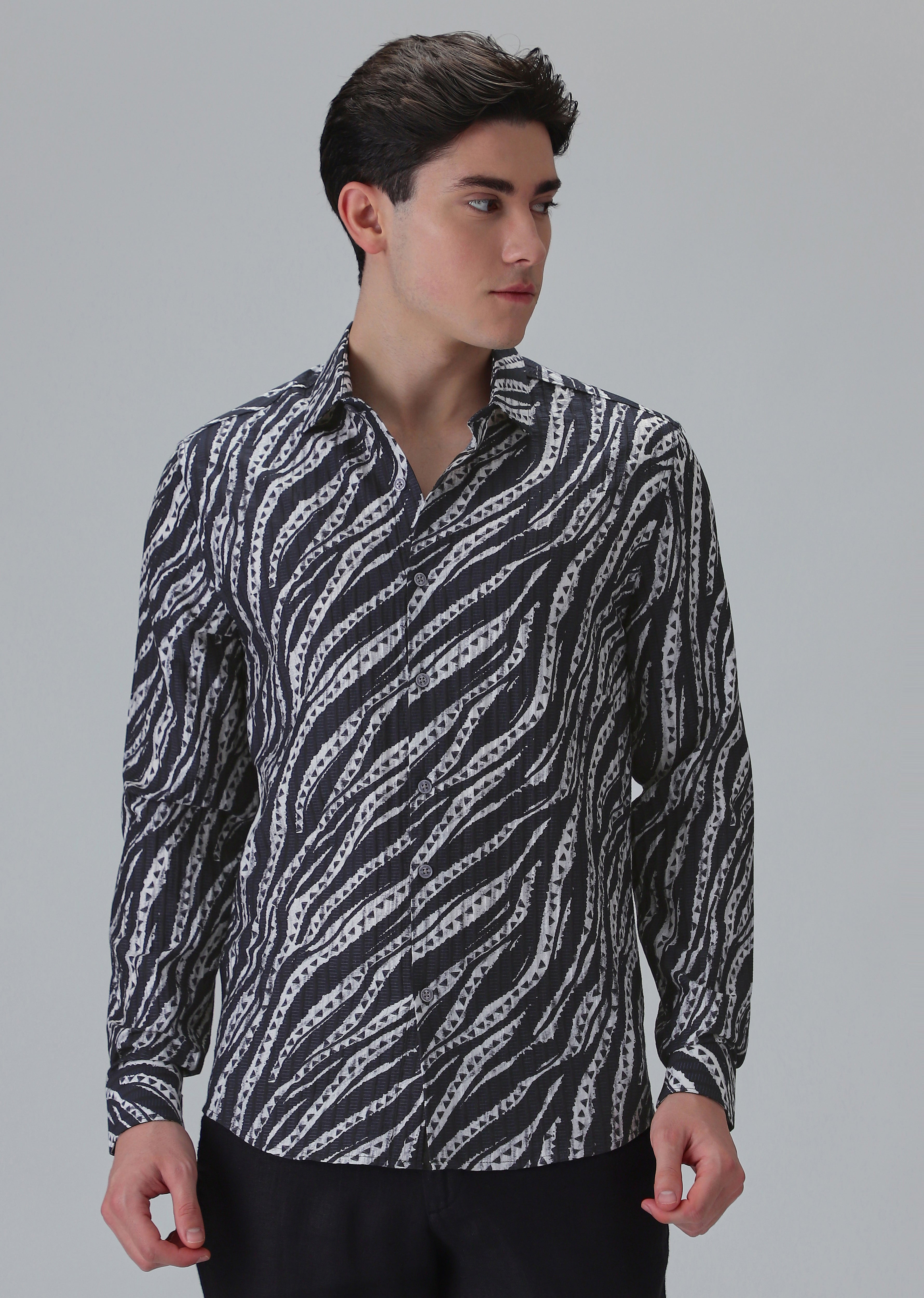 Abstract Fusion Black Printed Shirt
