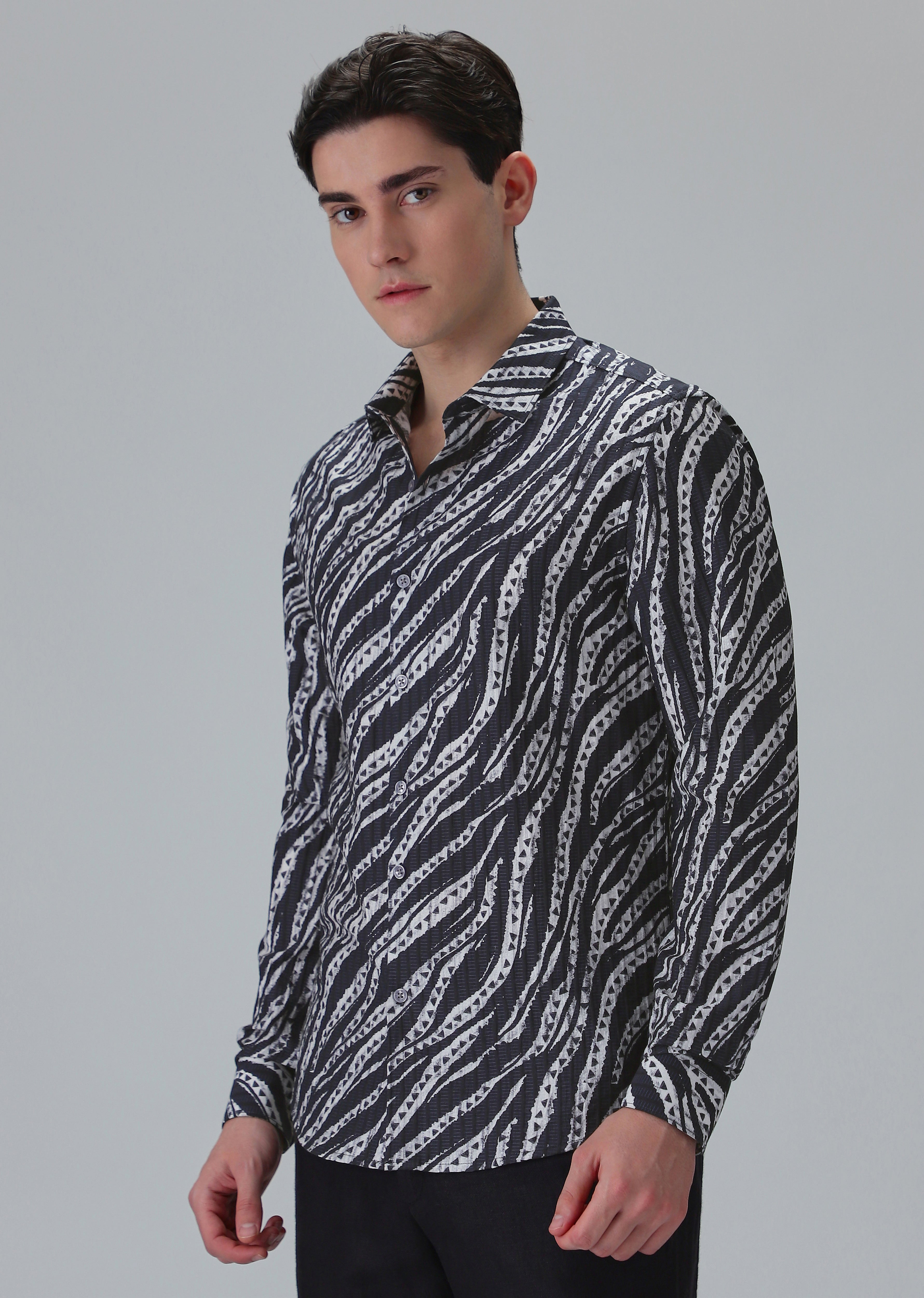 Abstract Fusion Black Printed Shirt