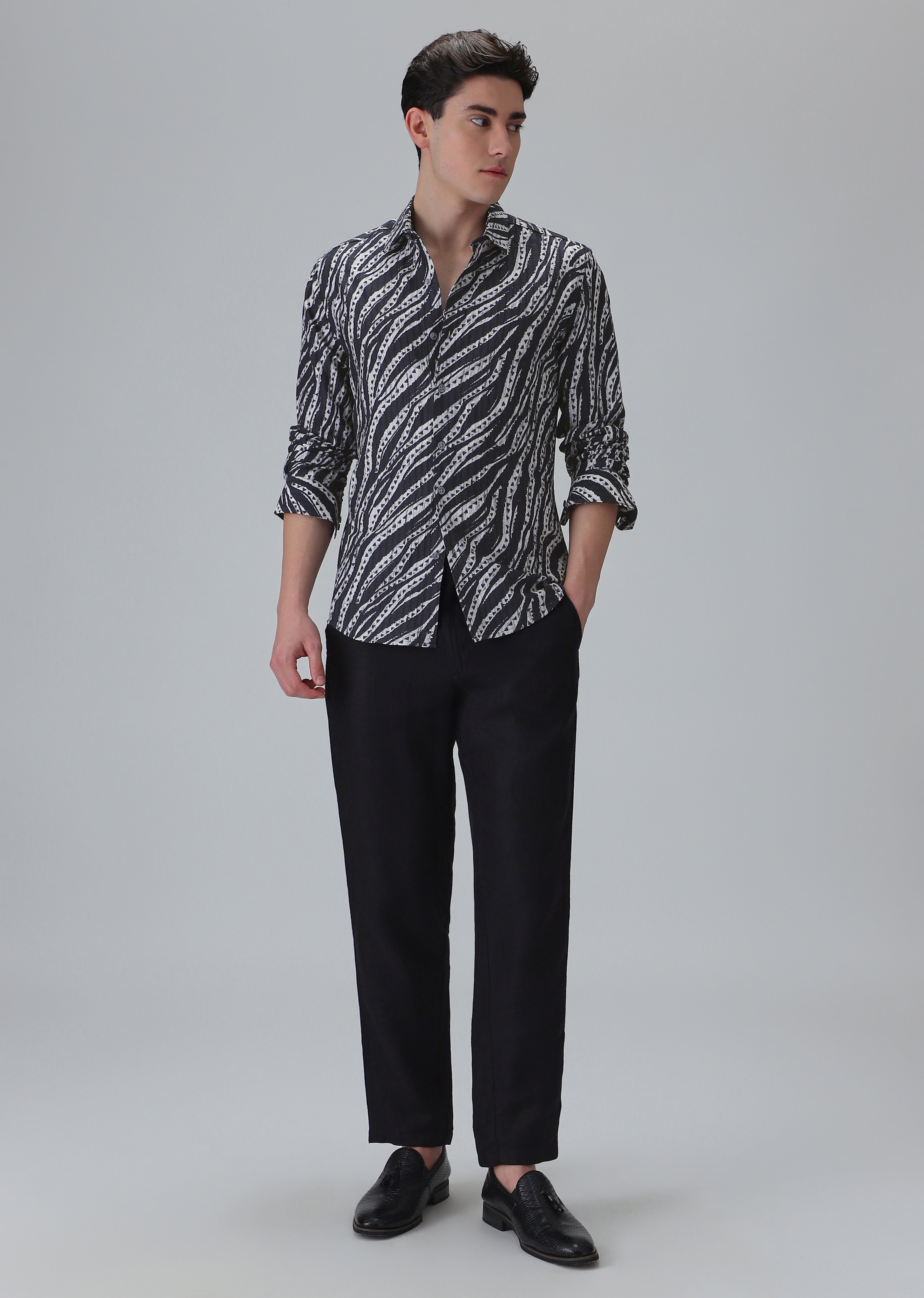 Abstract Fusion Black Printed Shirt