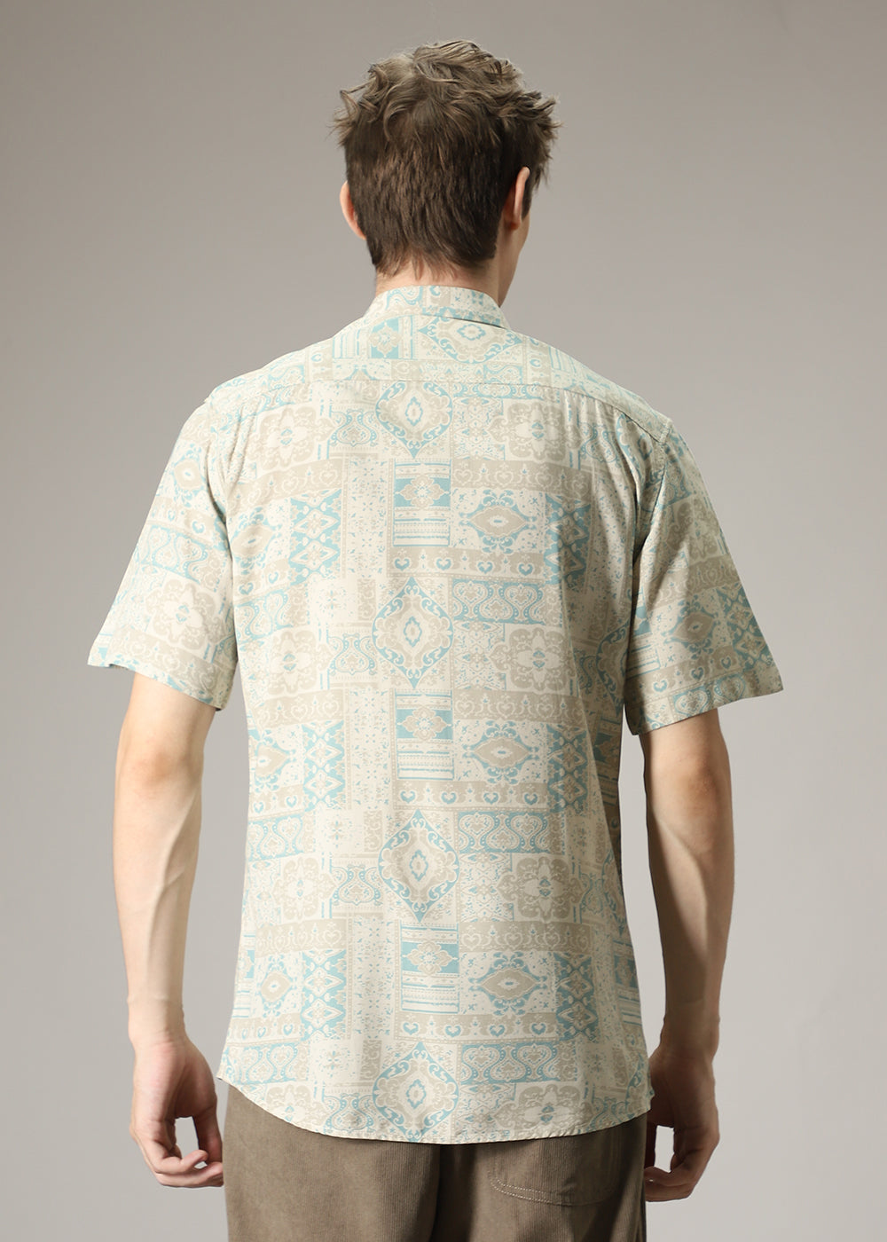 Geometric Print Cream Shirt