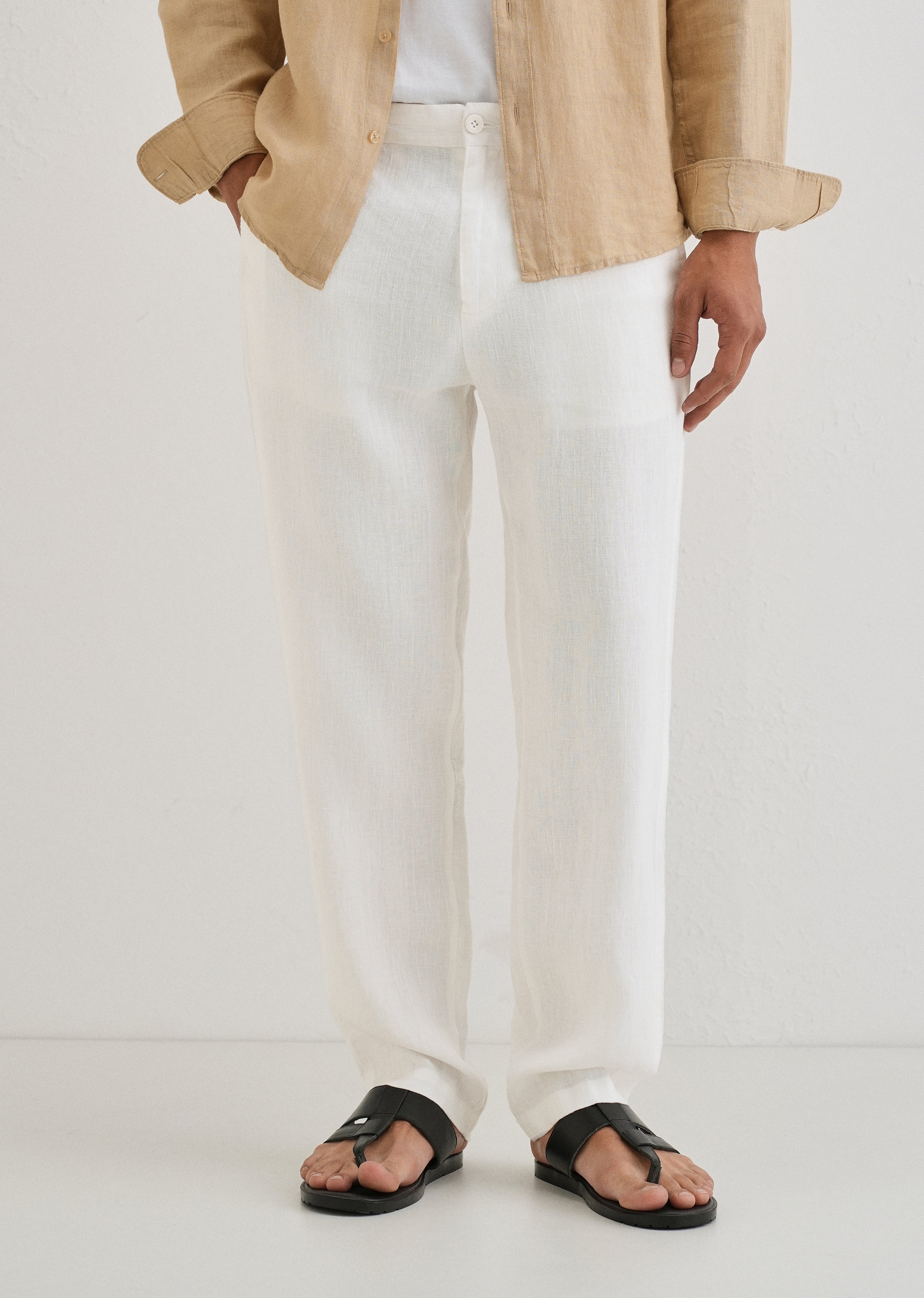 Glacier White Linen pant