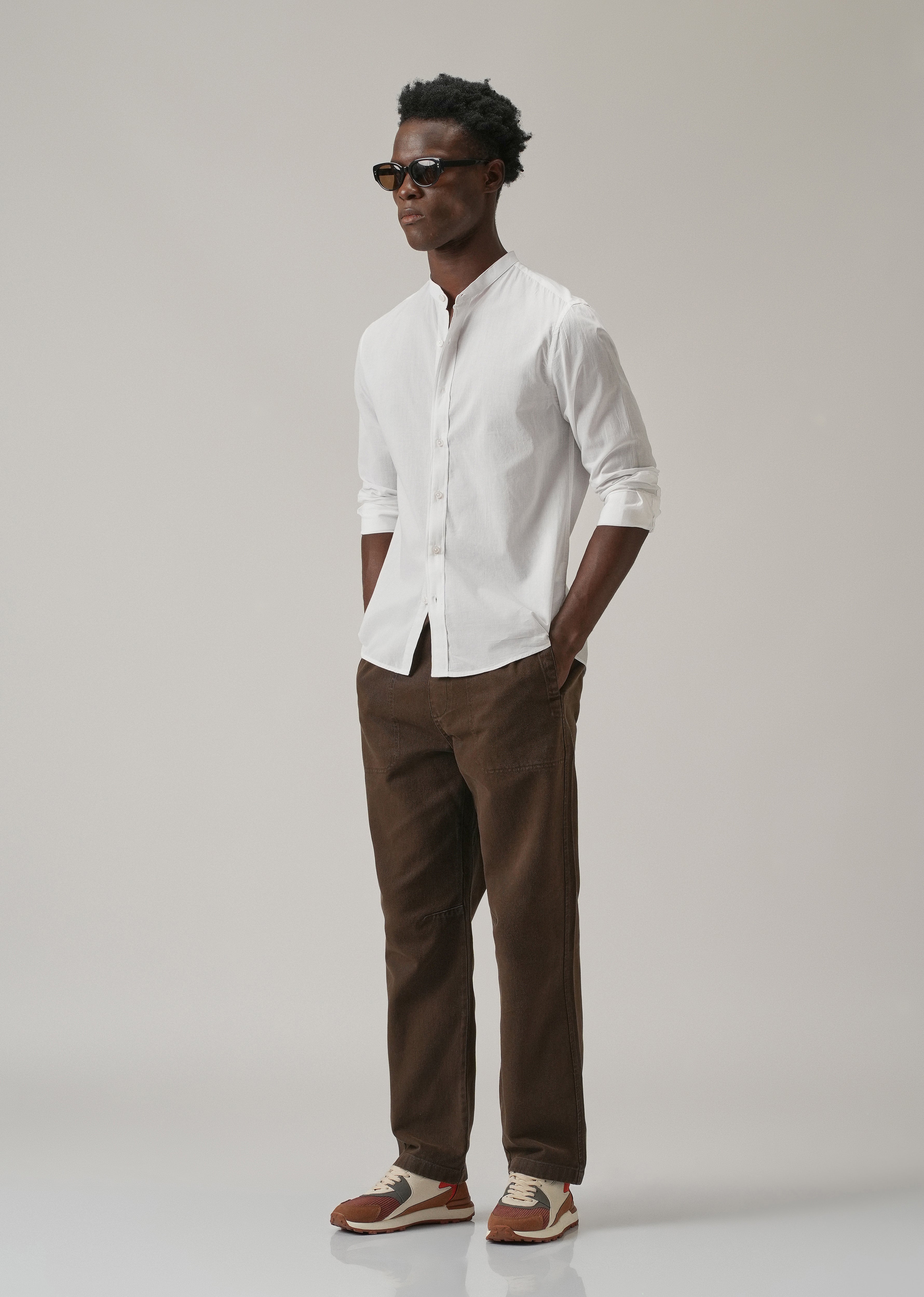 Glaze White Plain Cotton Shirt