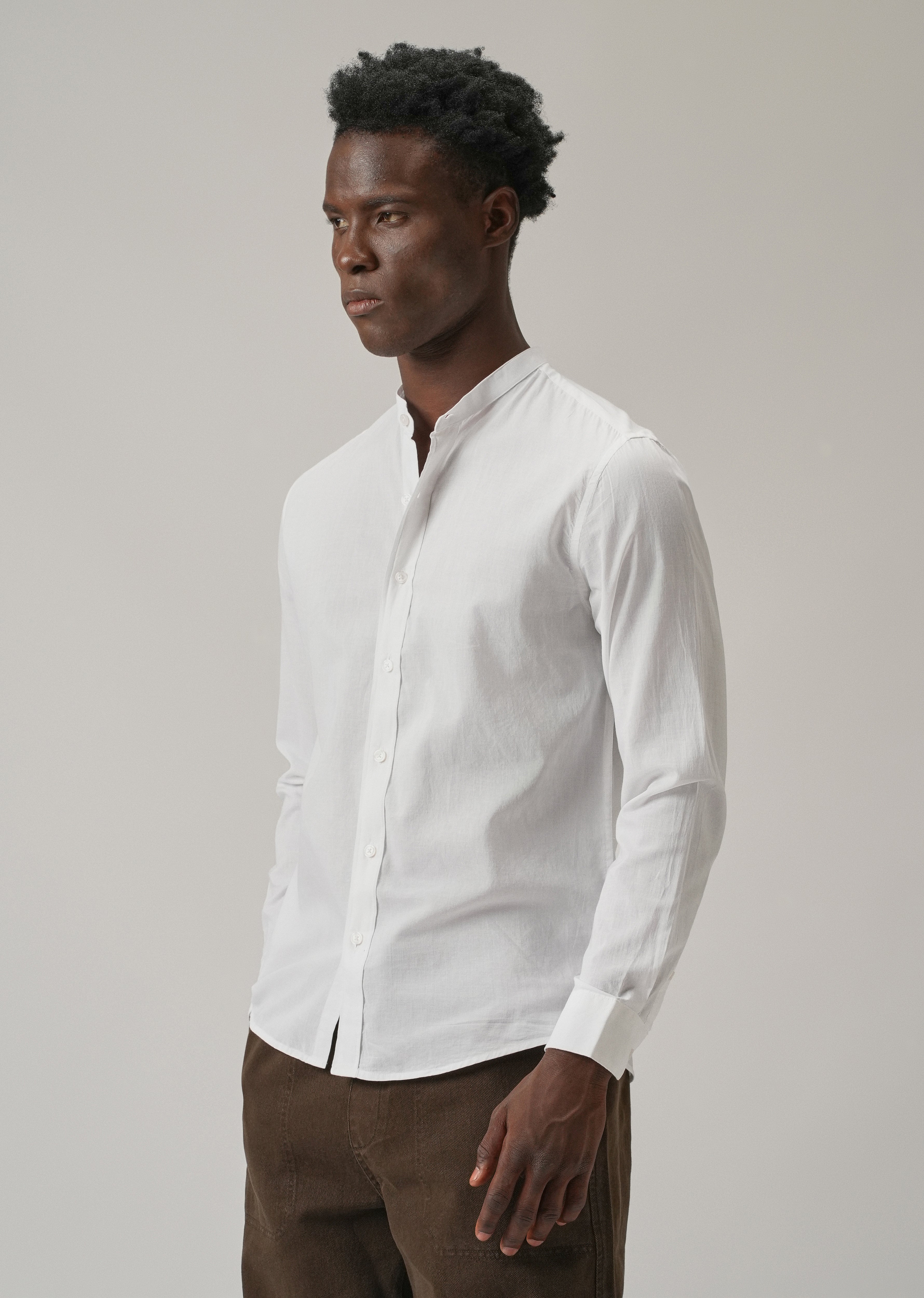 Glaze White Plain Cotton Shirt