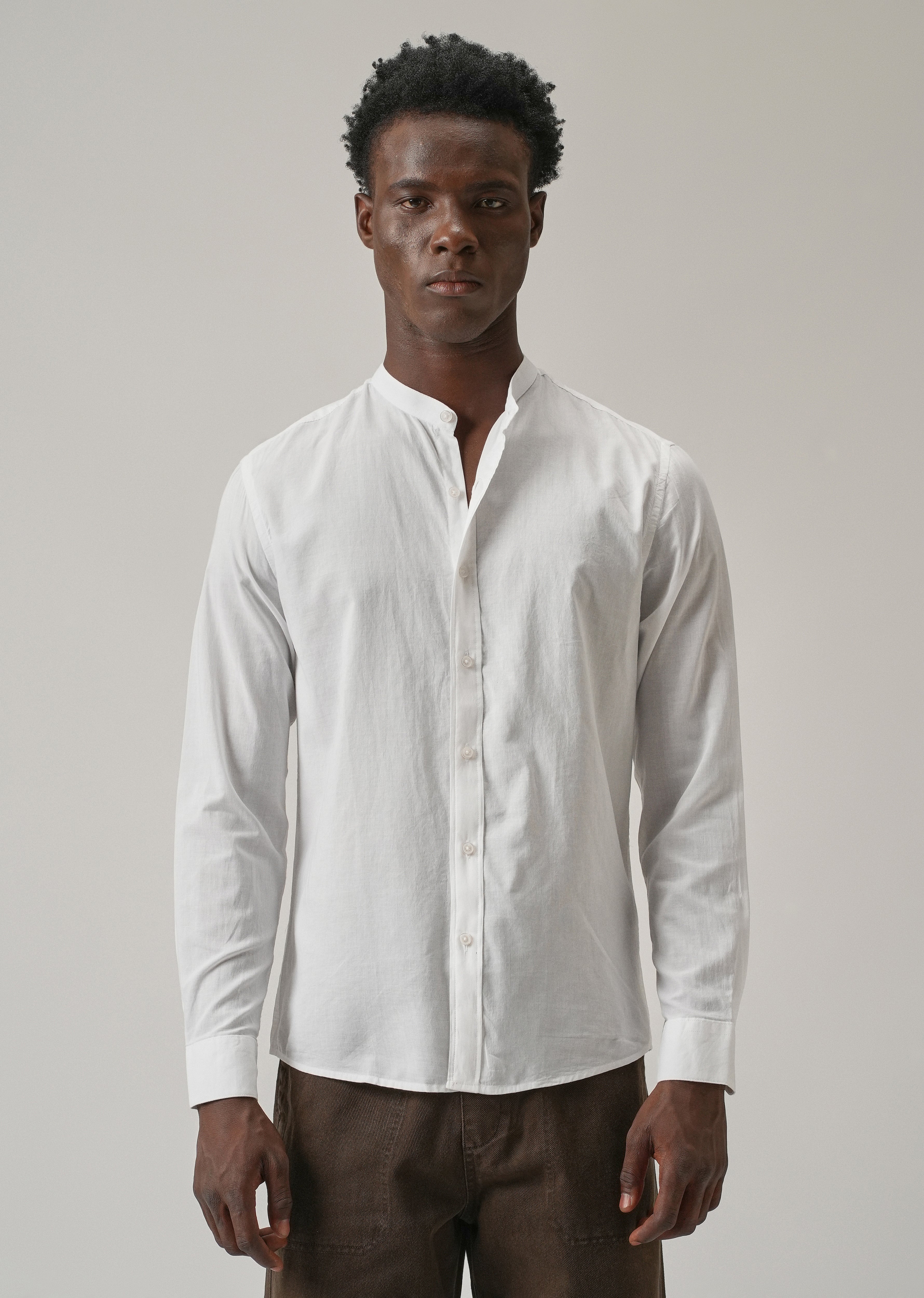 Glaze White Plain Cotton Shirt
