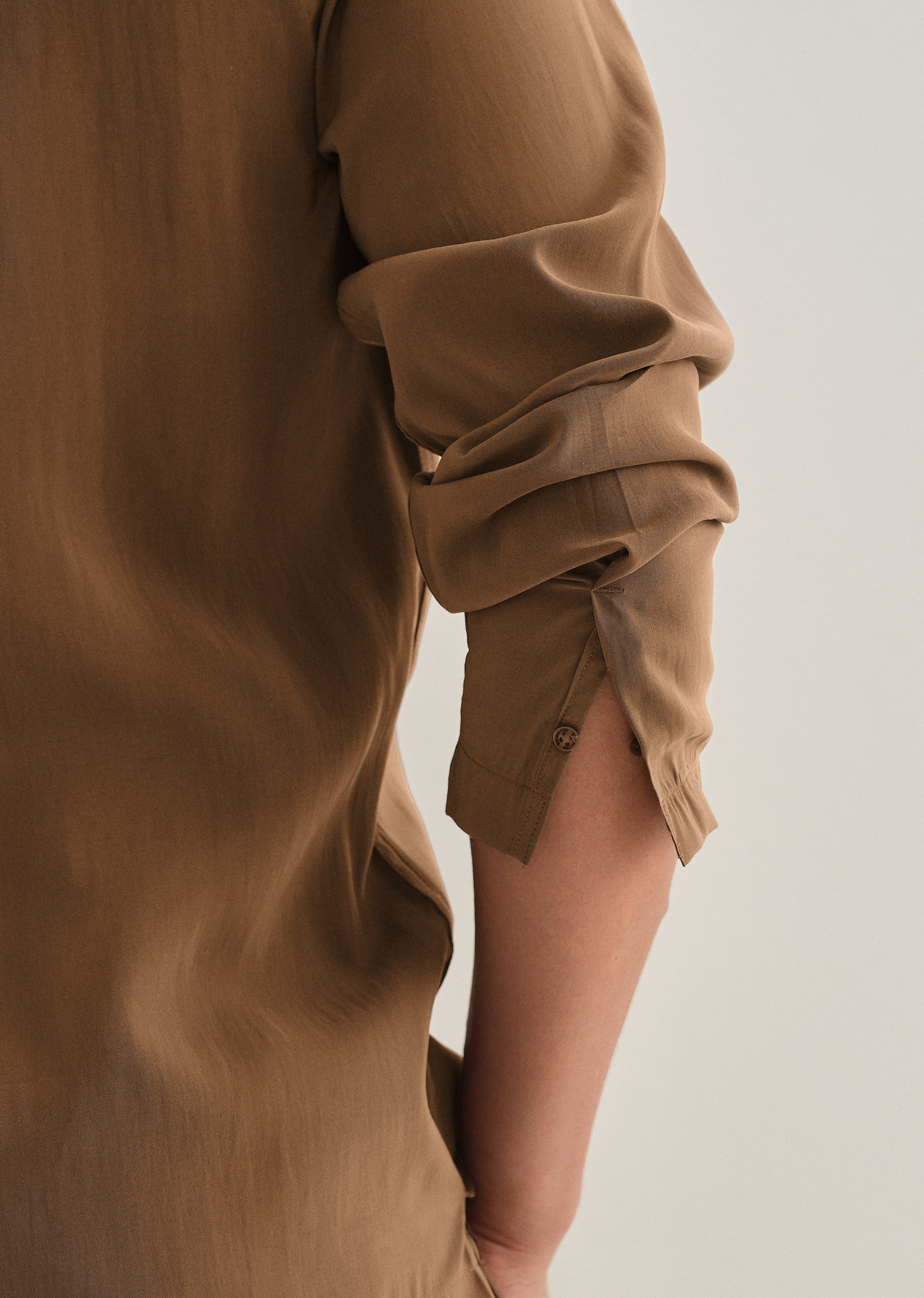 Golden Brown Loop Button-Down Plain Shirt