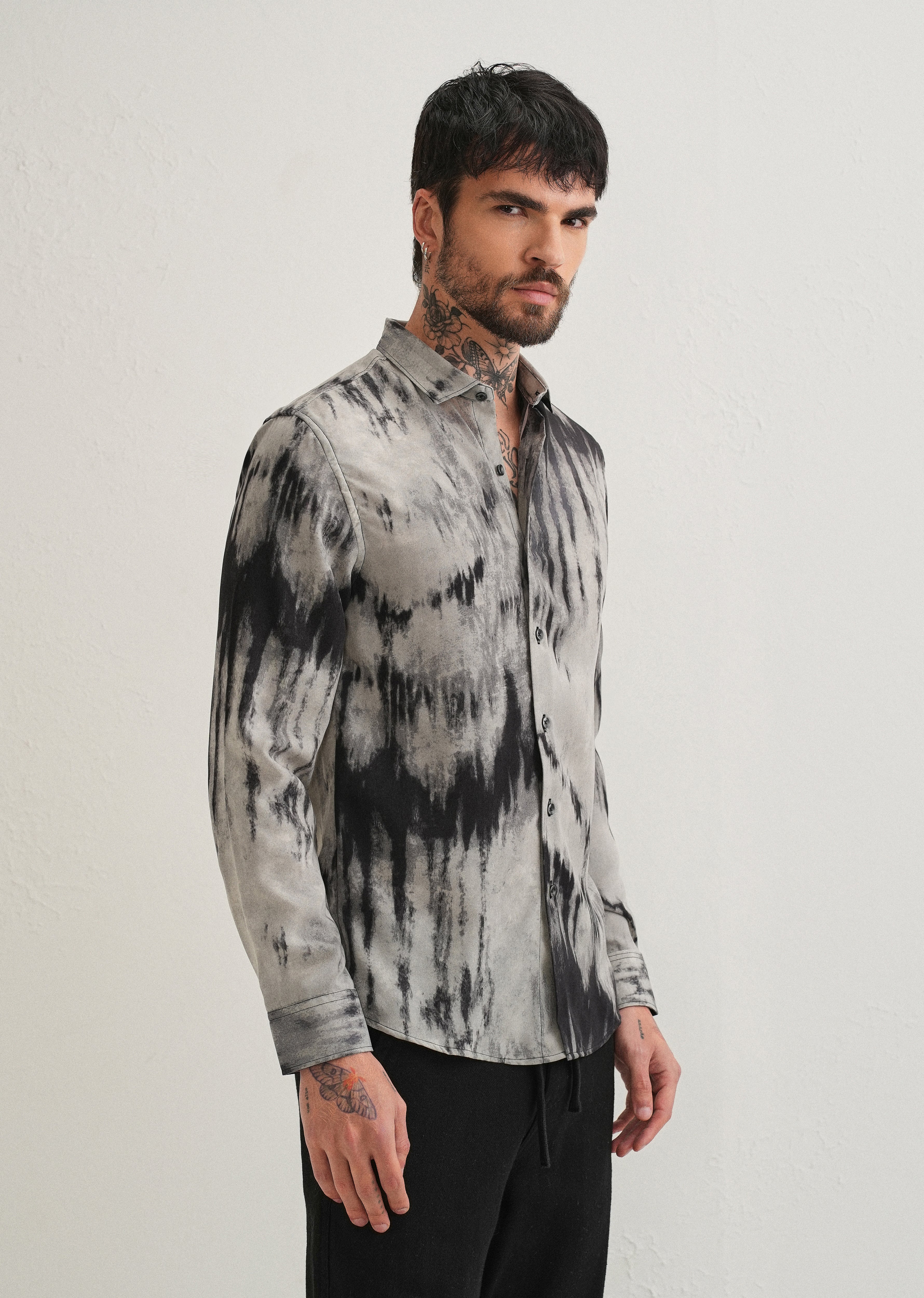 Gradient Grey Abstract Printed Shirt