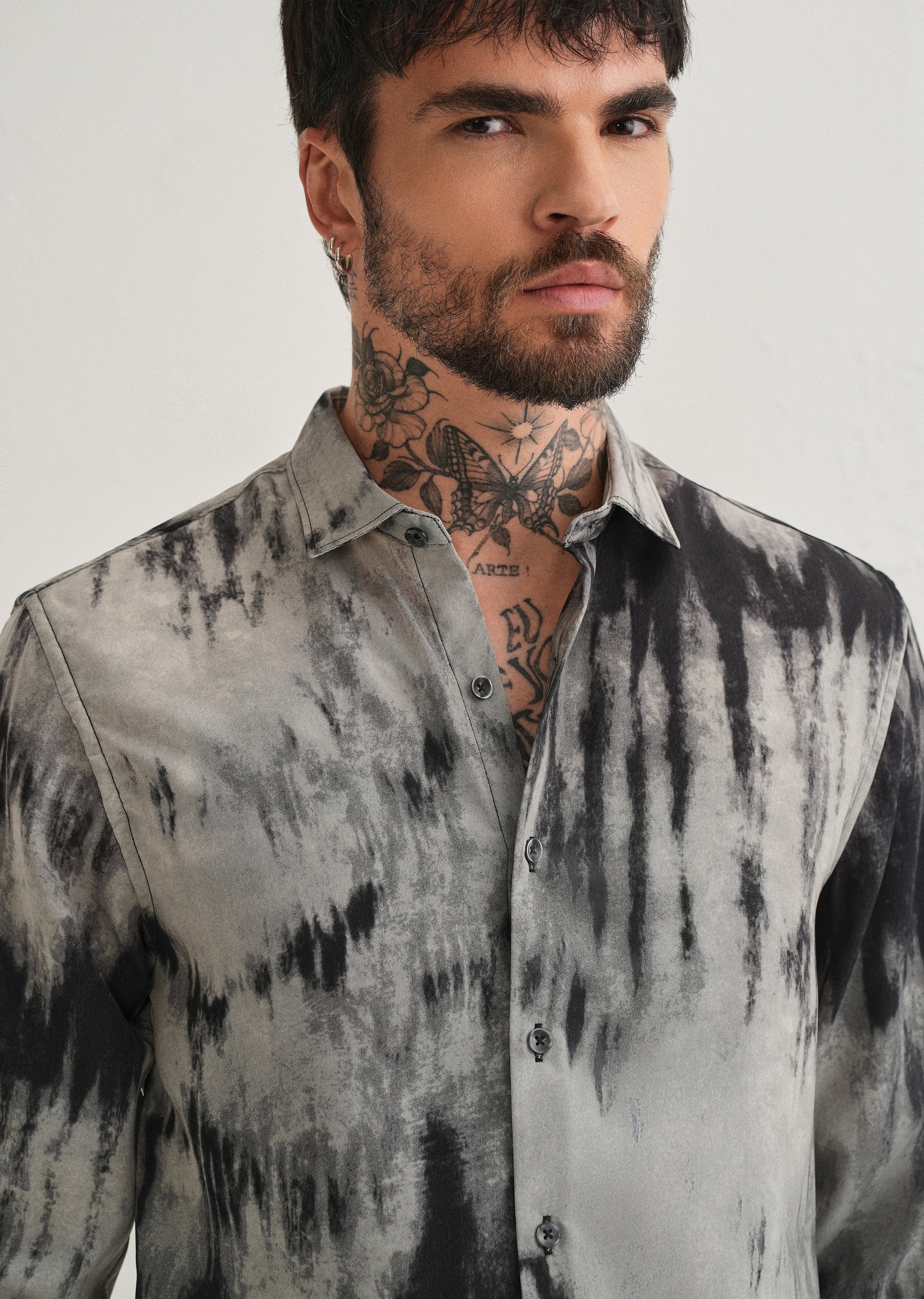 Gradient Grey Abstract Printed Shirt