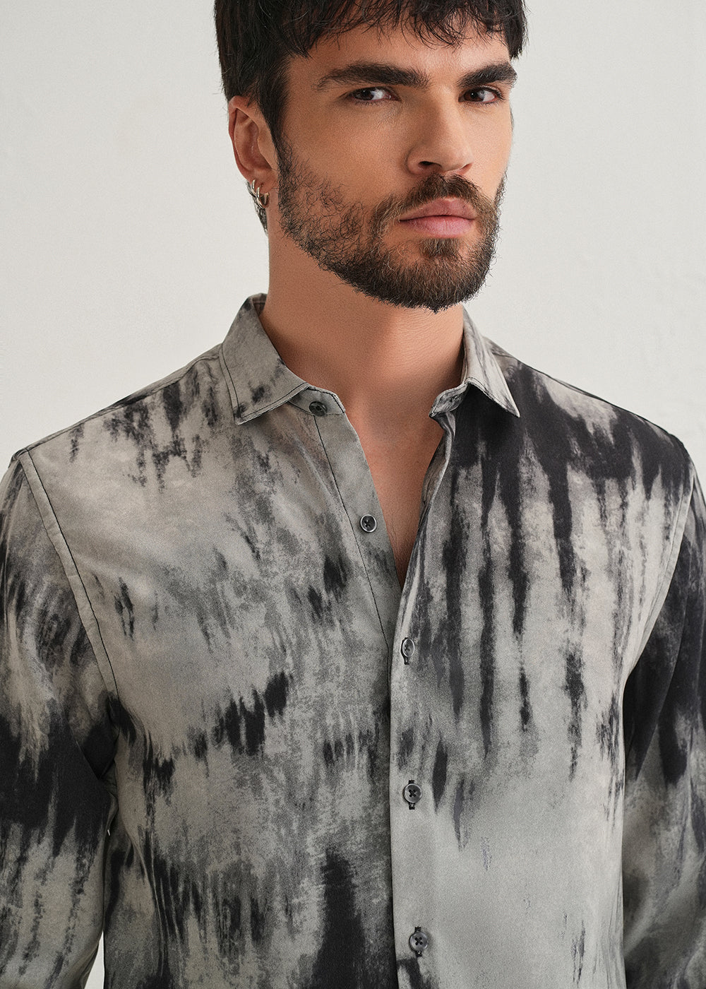 Gradient Grey Abstract Printed Shirt