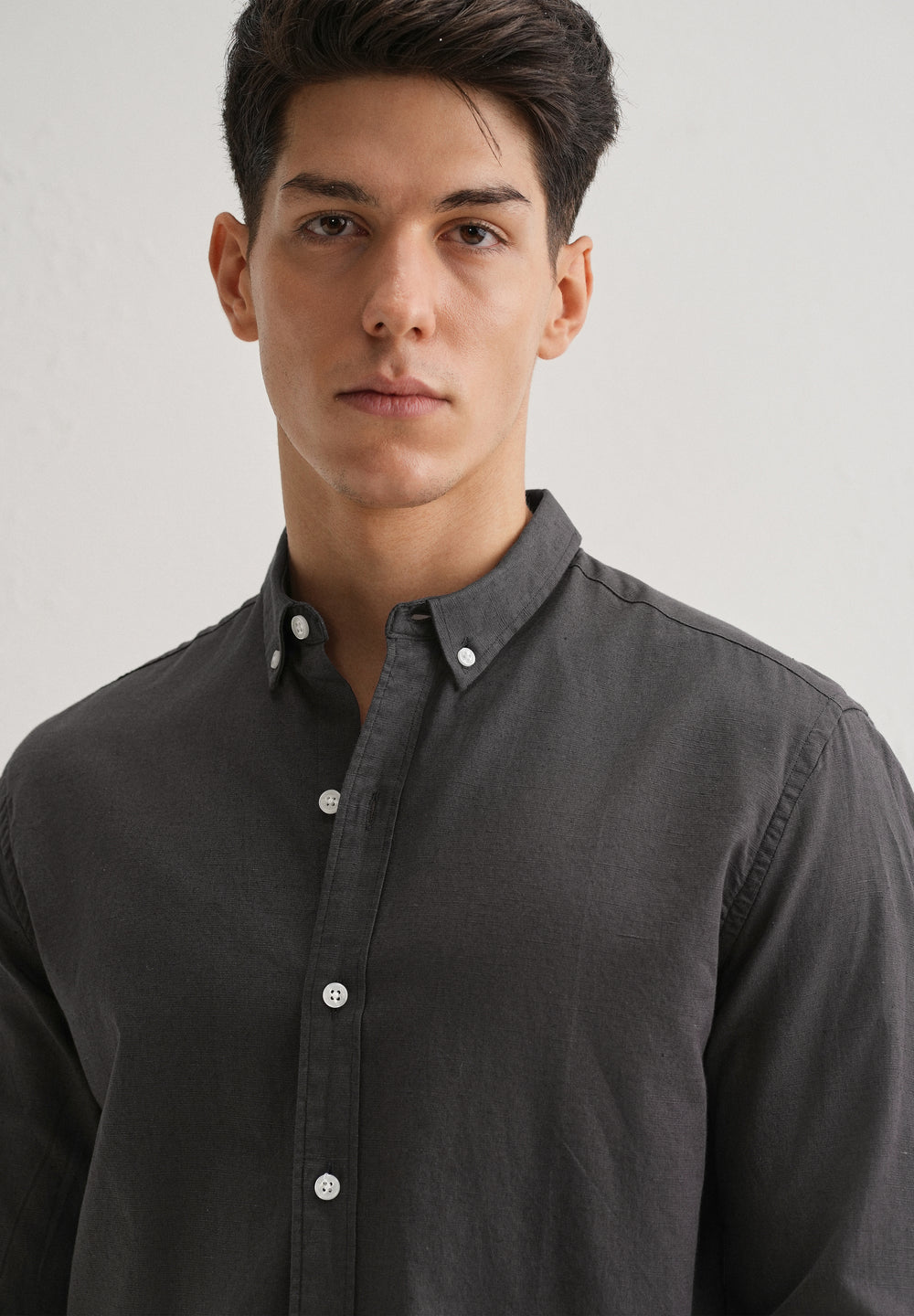 Granite Gray Cotton Linen Shirt