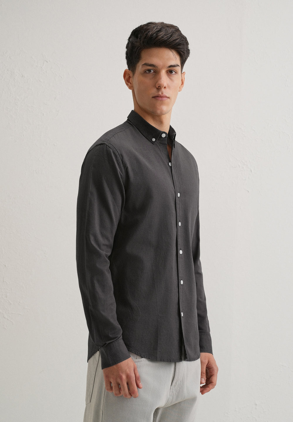 Granite Gray Cotton Linen Shirt