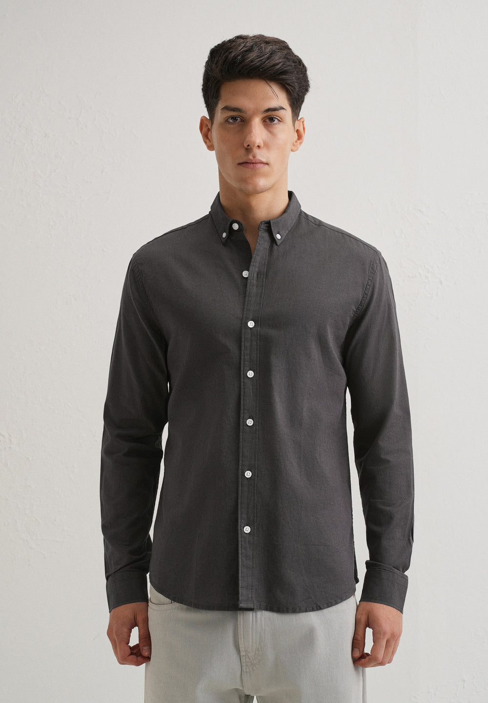 Granite Gray Cotton Linen Shirt