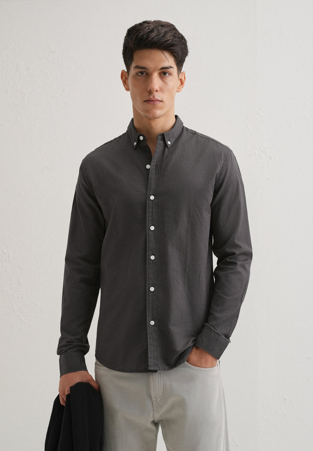 Granite Gray Cotton Linen Shirt