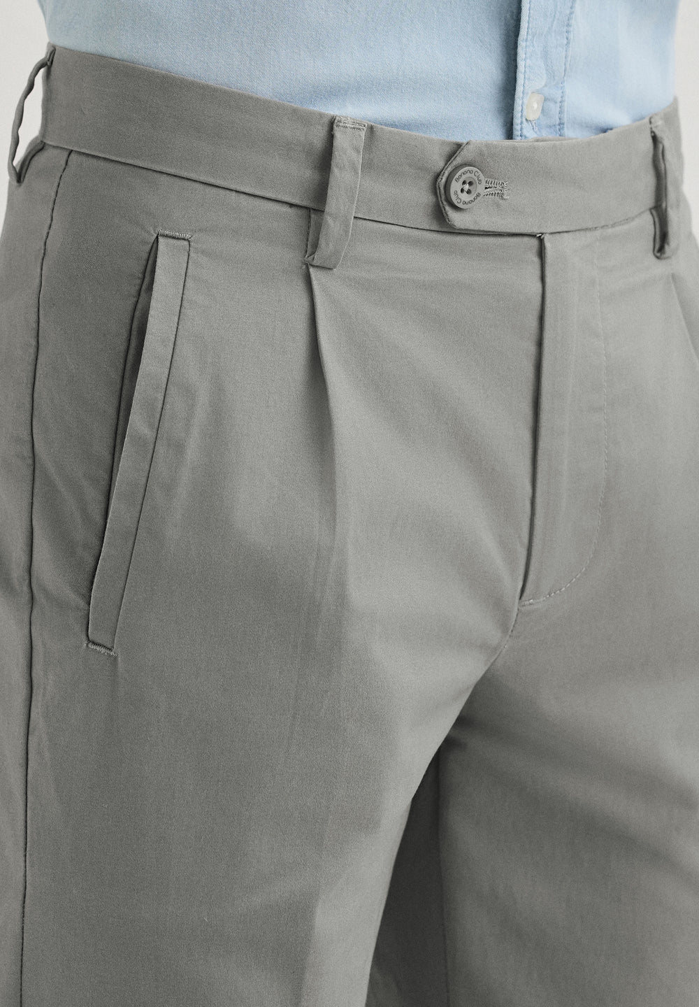 Graphite Grey Plain Pleated Chinos