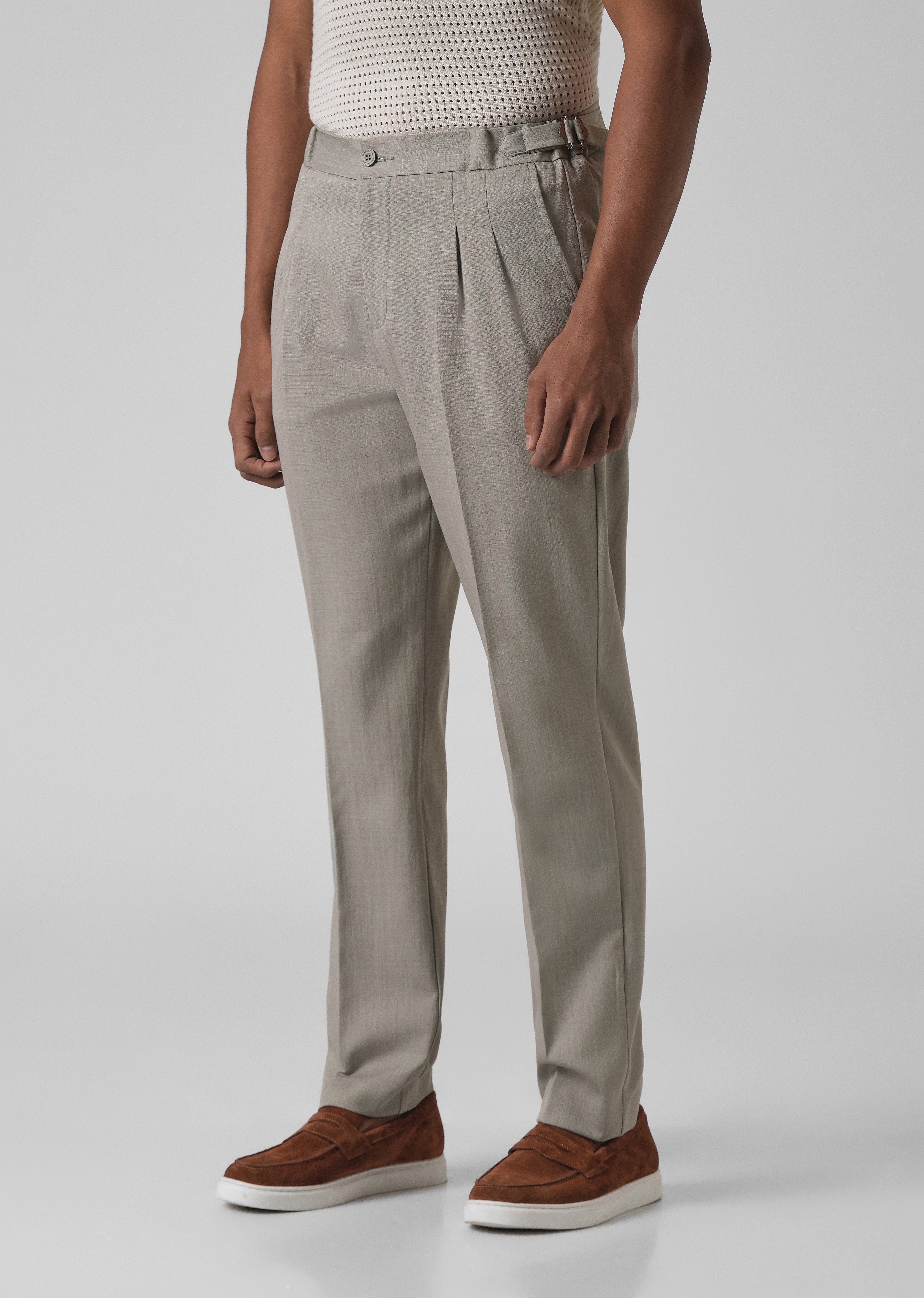 Gray Pleated Gurkha Pant