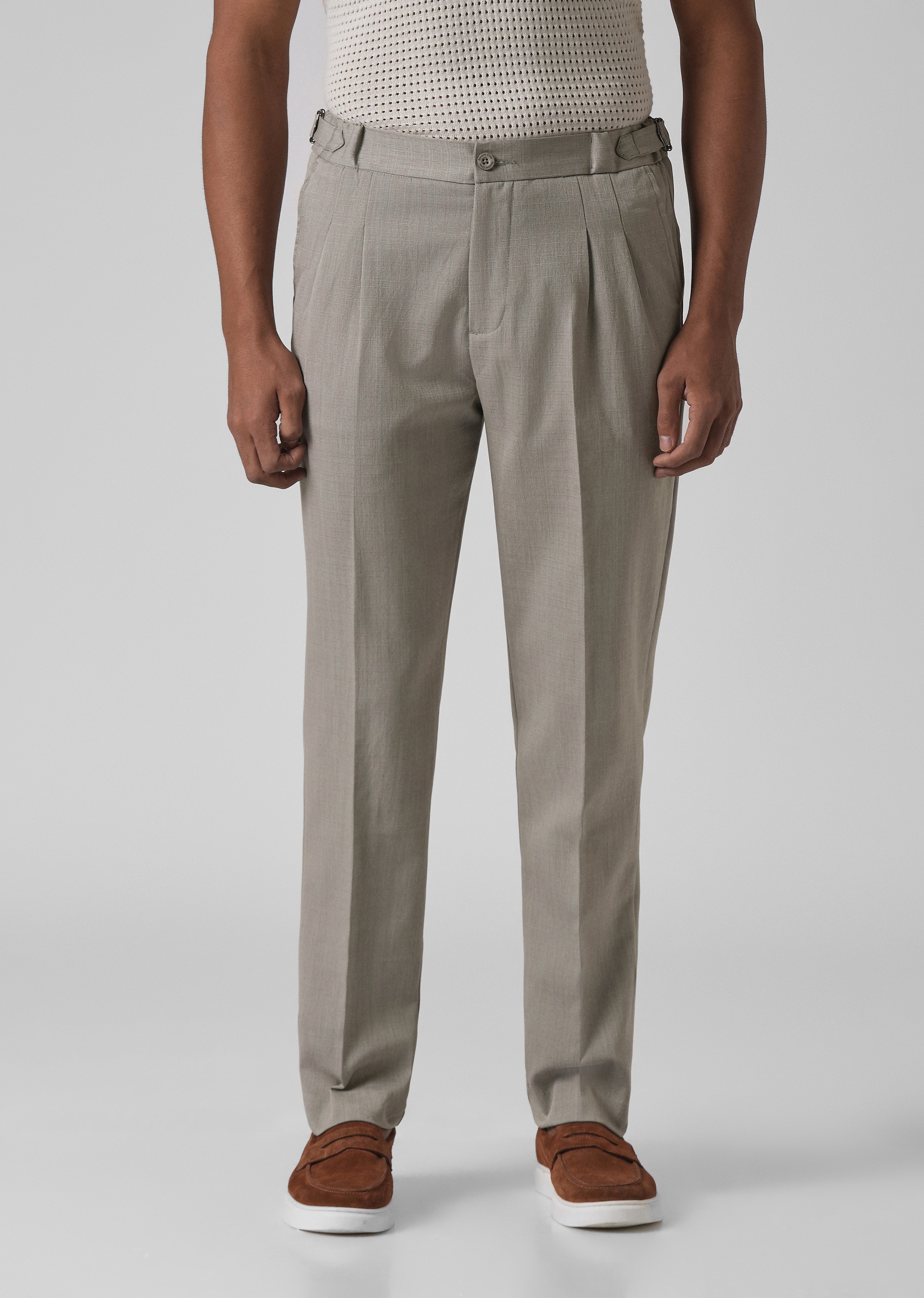 Gray Pleated Gurkha Pant