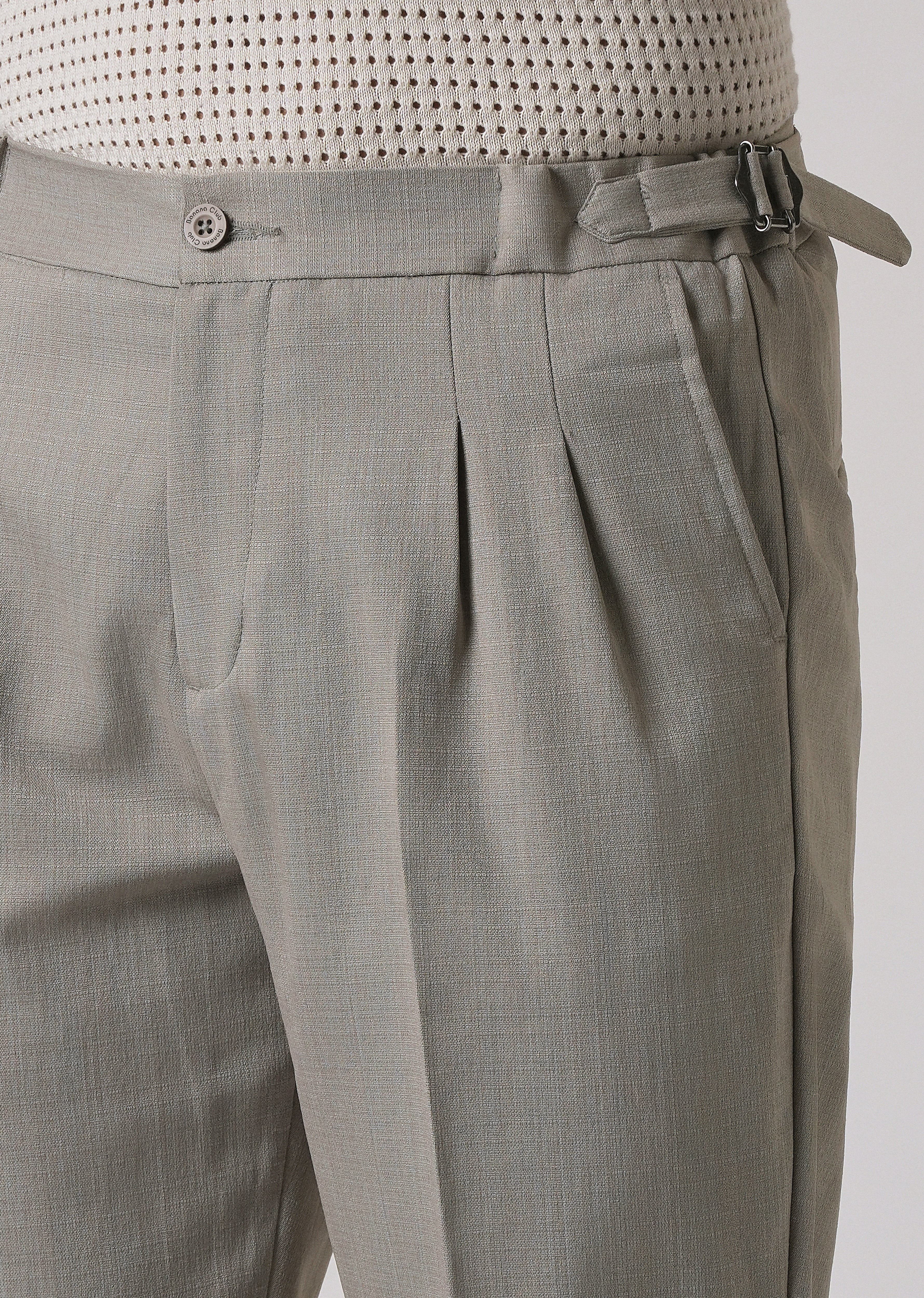 Gray Pleated Gurkha Pant