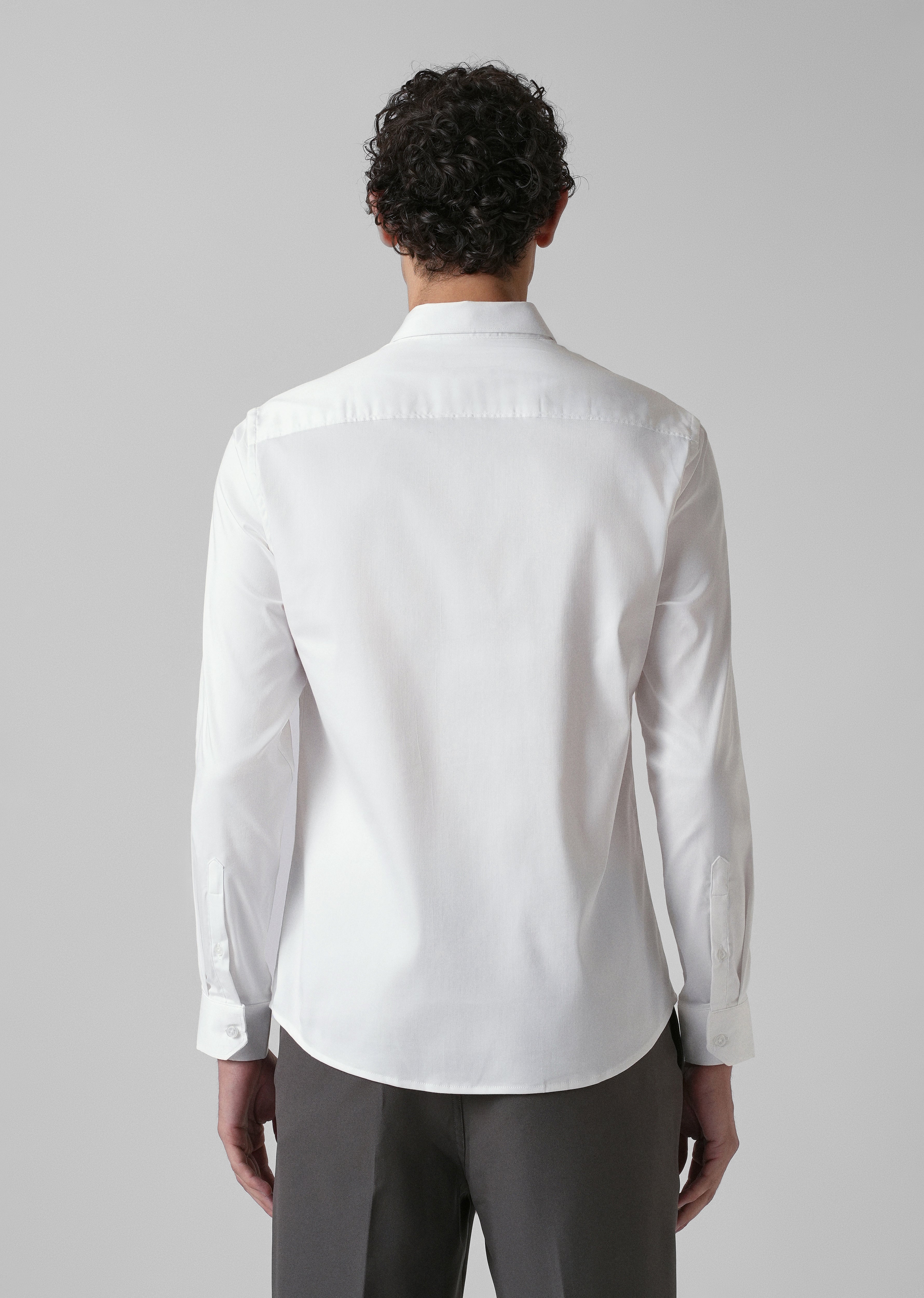 Greek White Plain Satin Shirt