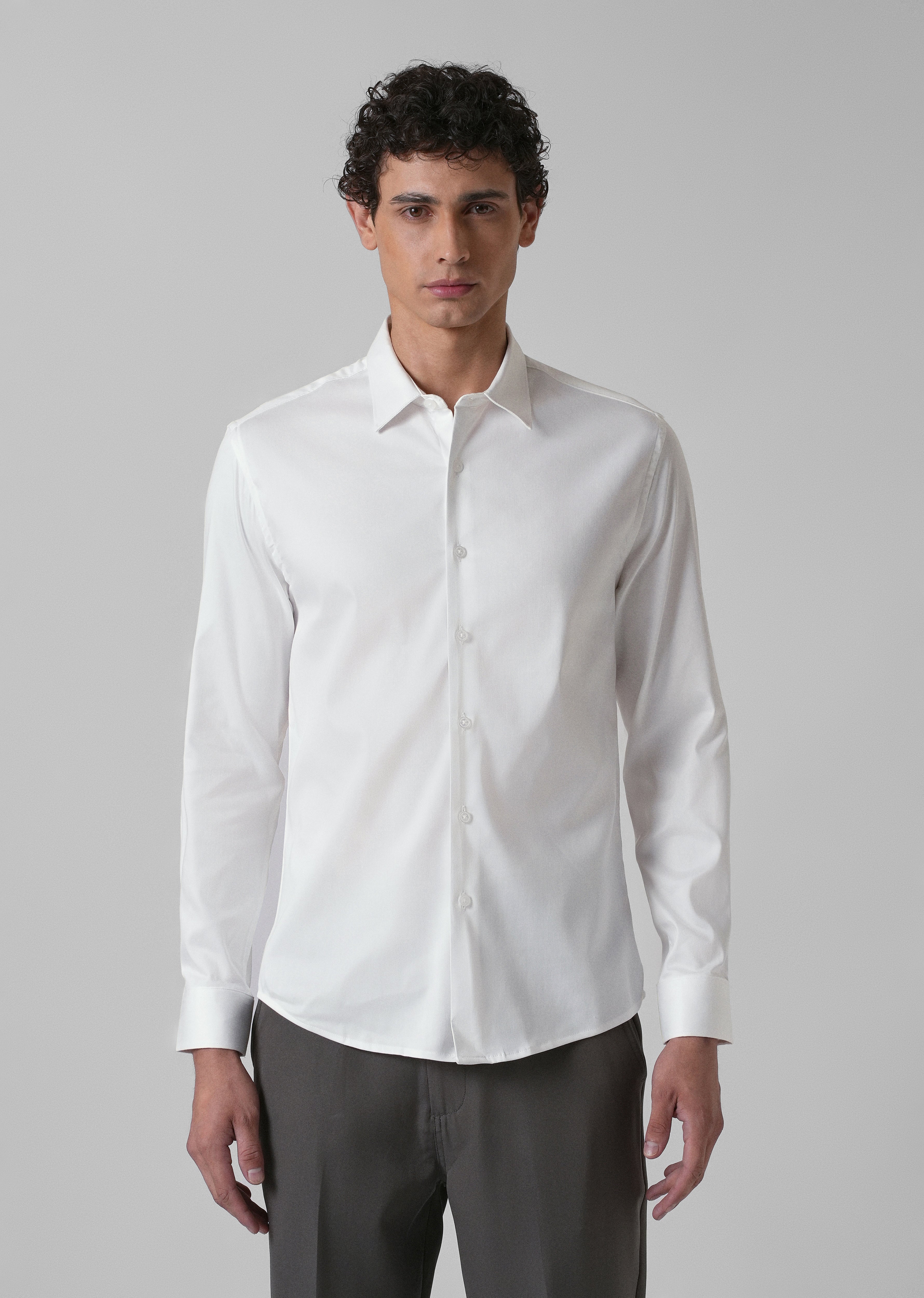 Greek White Plain Satin Shirt