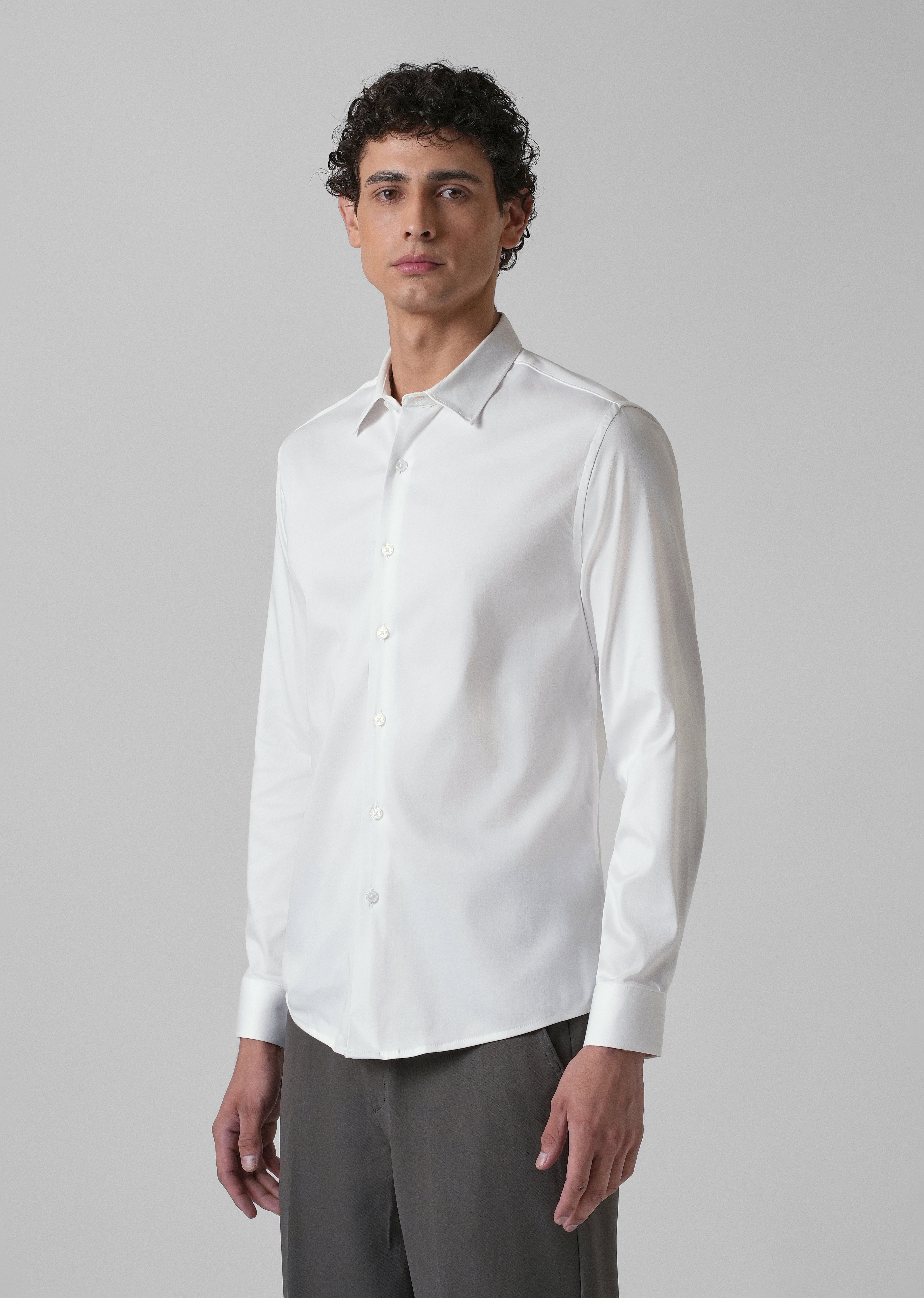 Greek White Plain Satin Shirt