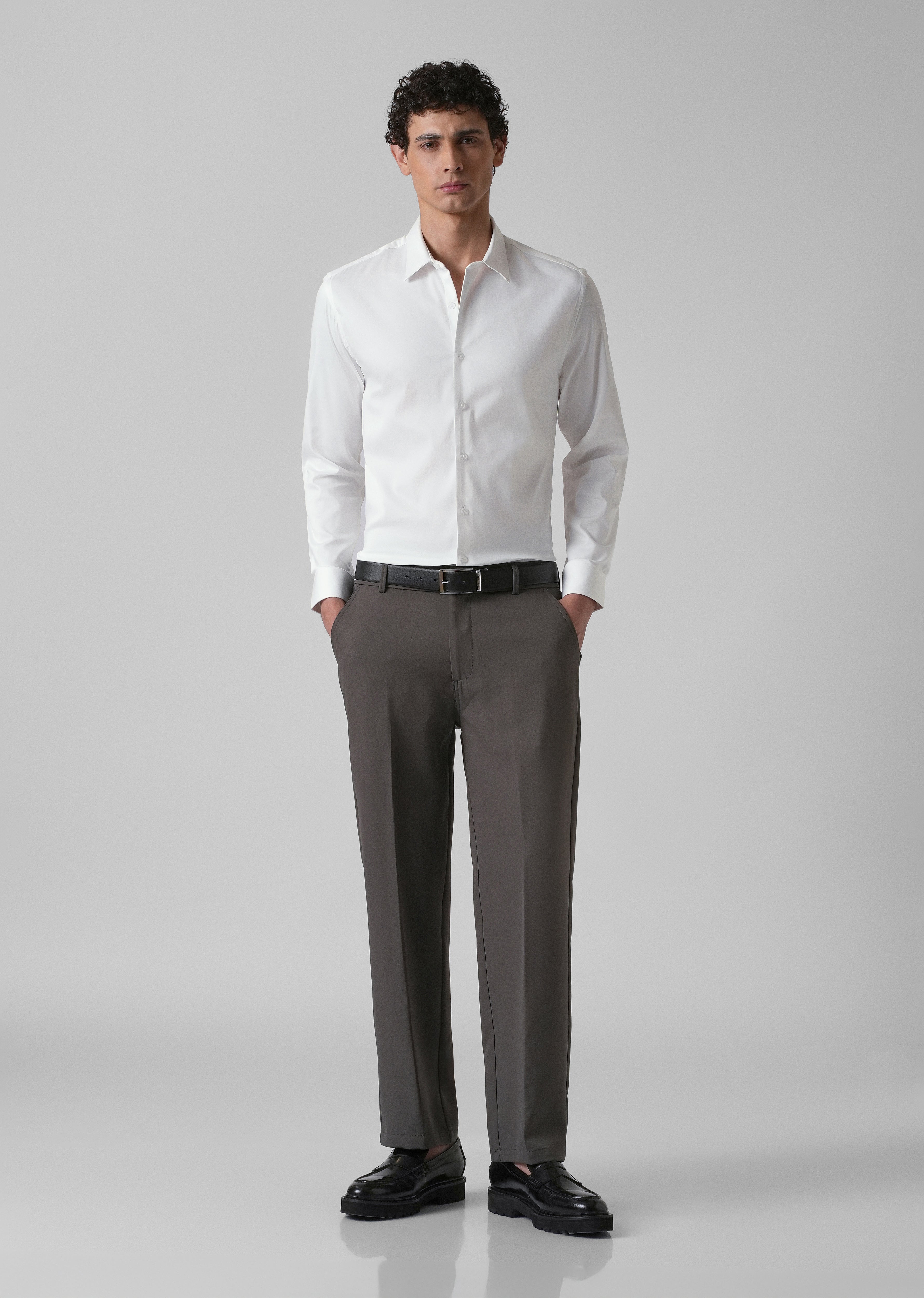 Greek White Plain Satin Shirt