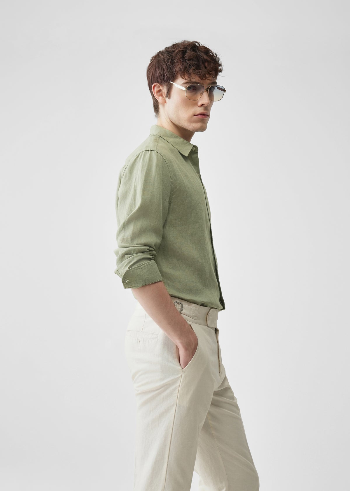 Sage Green 100% Pure Linen Shirt