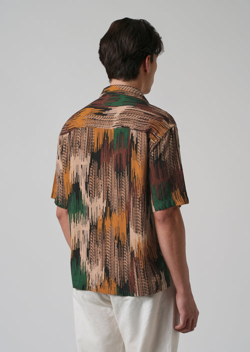 Green Abstract Brushstroke Oversized Feather Shirt