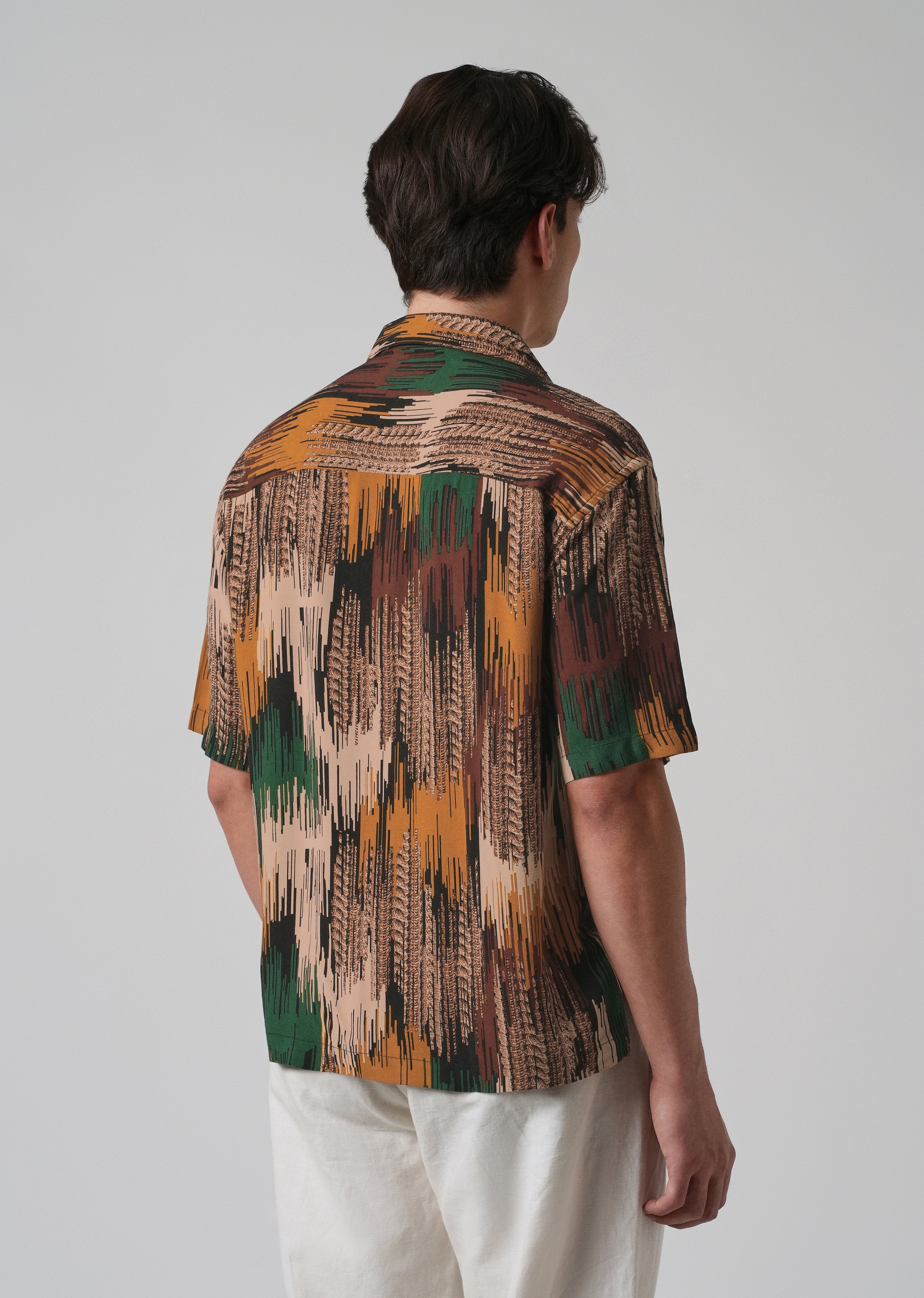 Green Abstract Brushstroke Oversized Feather Shirt