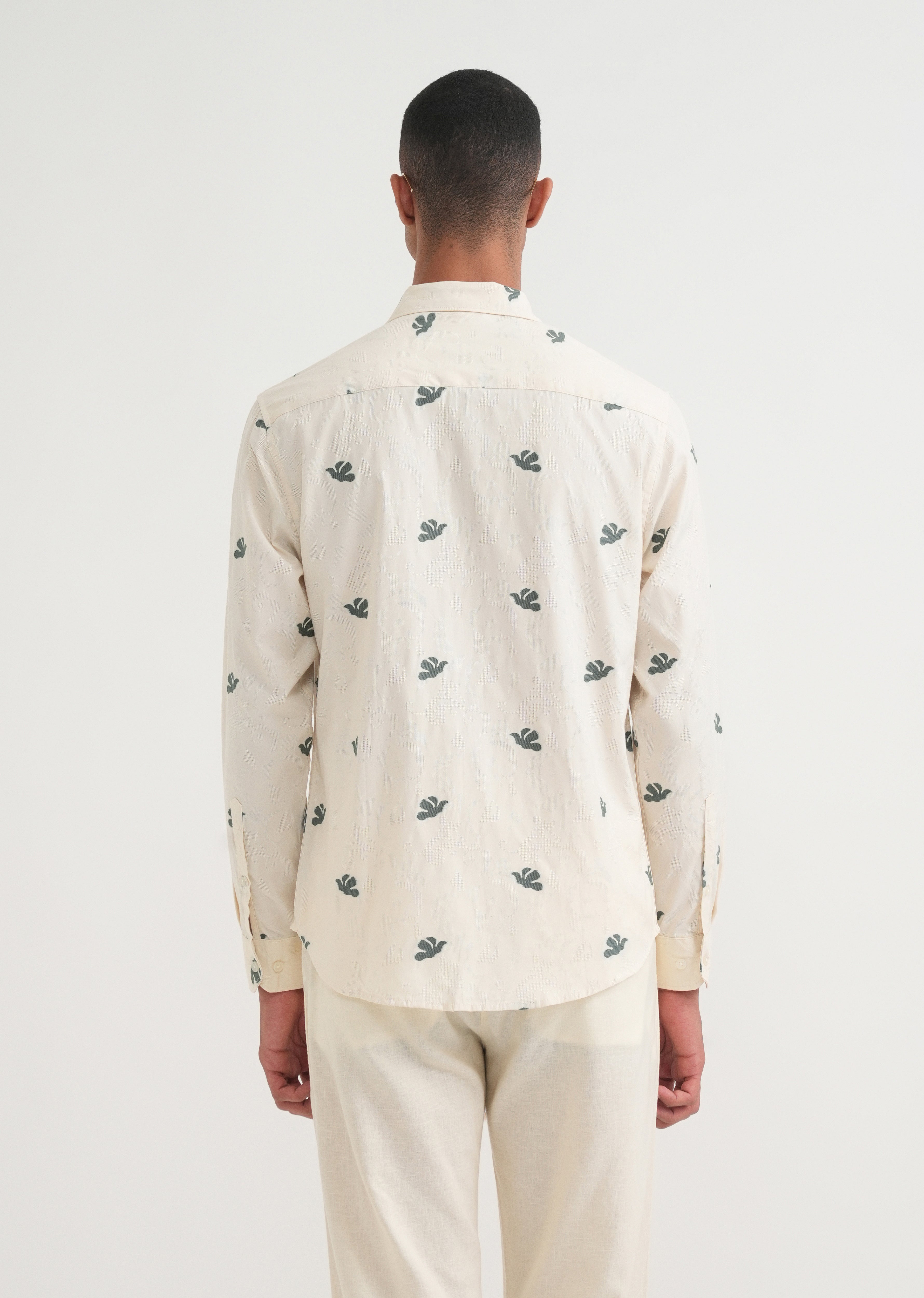 Green Abstract Printed Jacquard Shirt