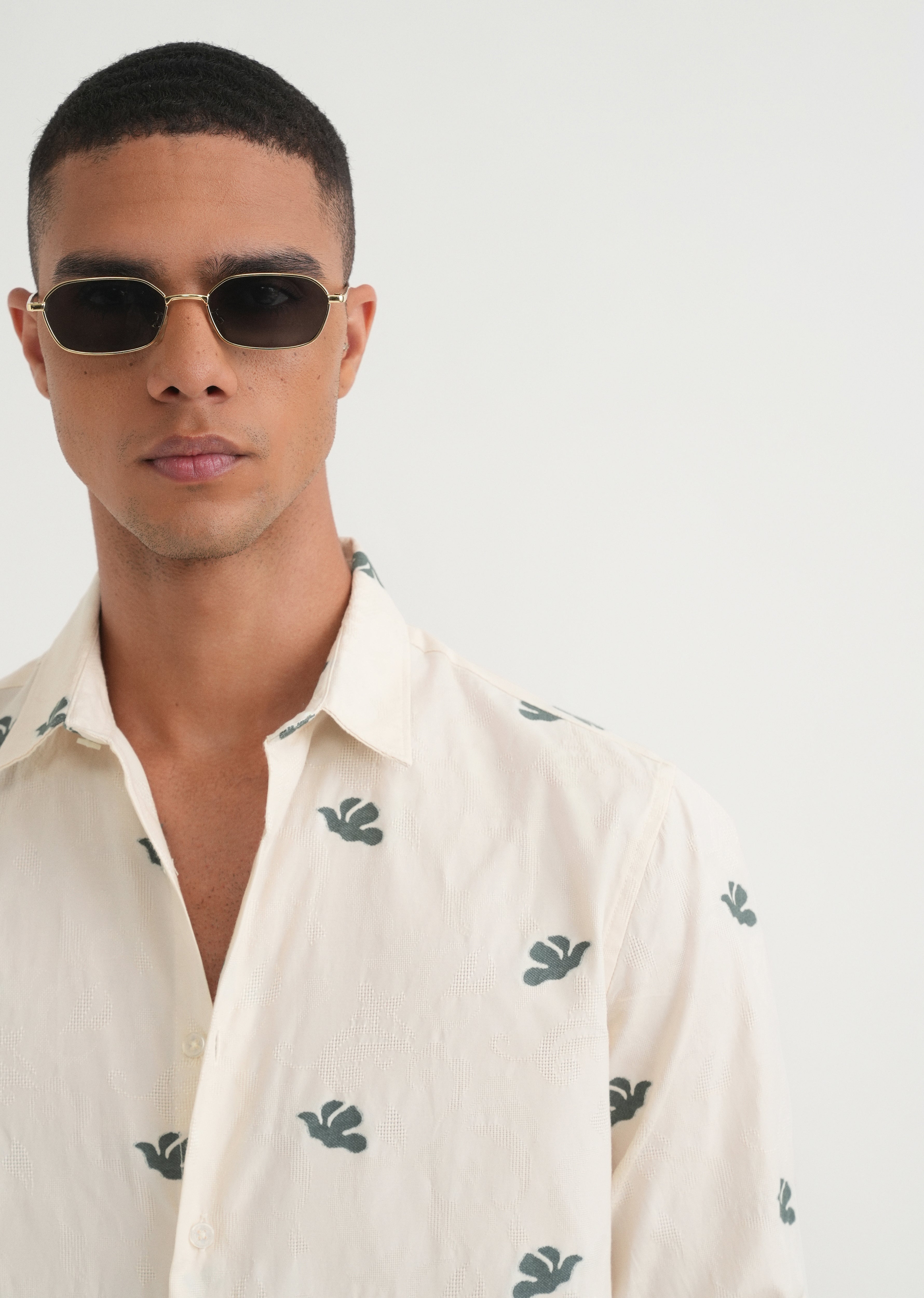 Green Abstract Printed Jacquard Shirt