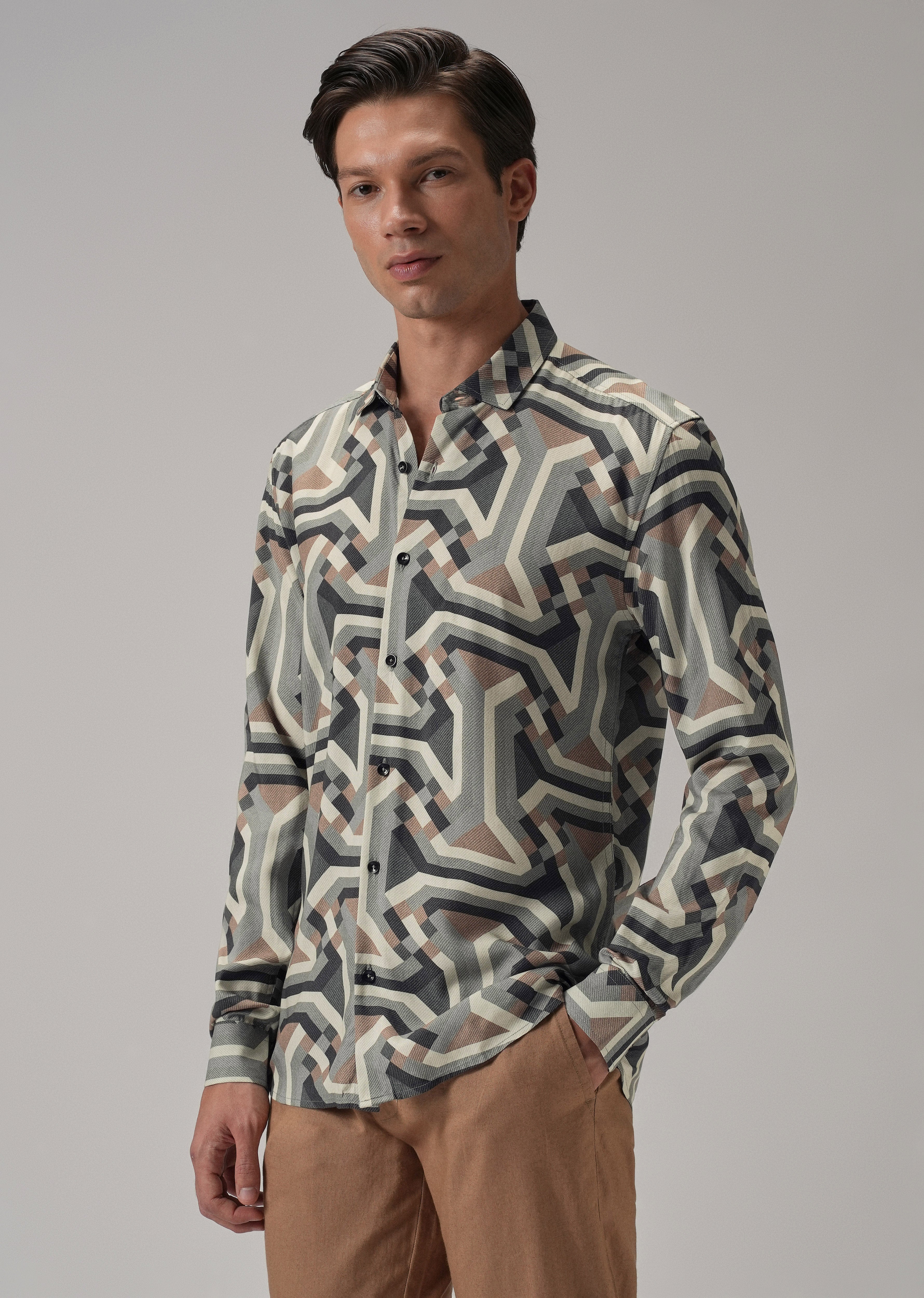 Green Abstract Texture Printed Shirt