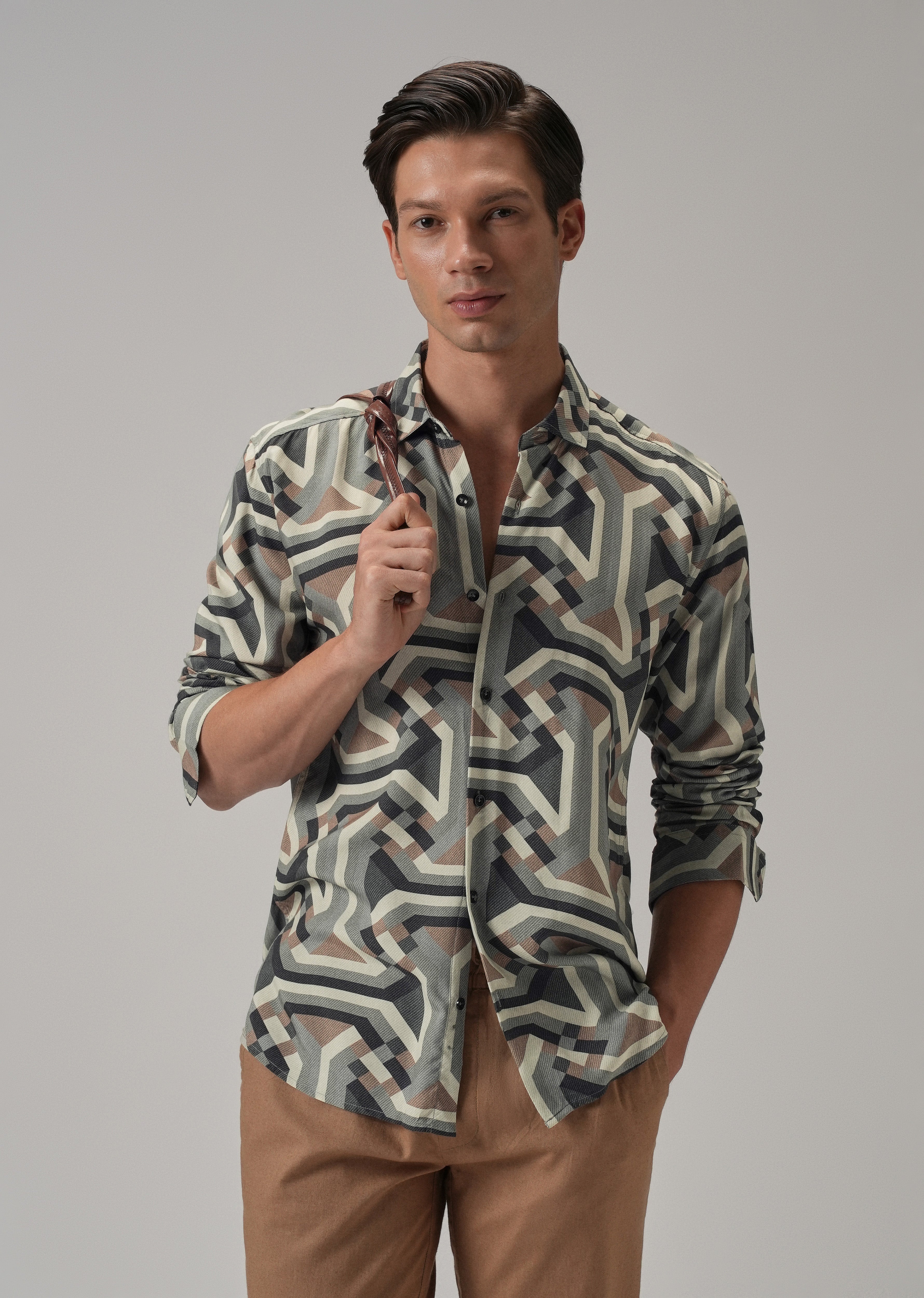 Green Abstract Texture Printed Shirt