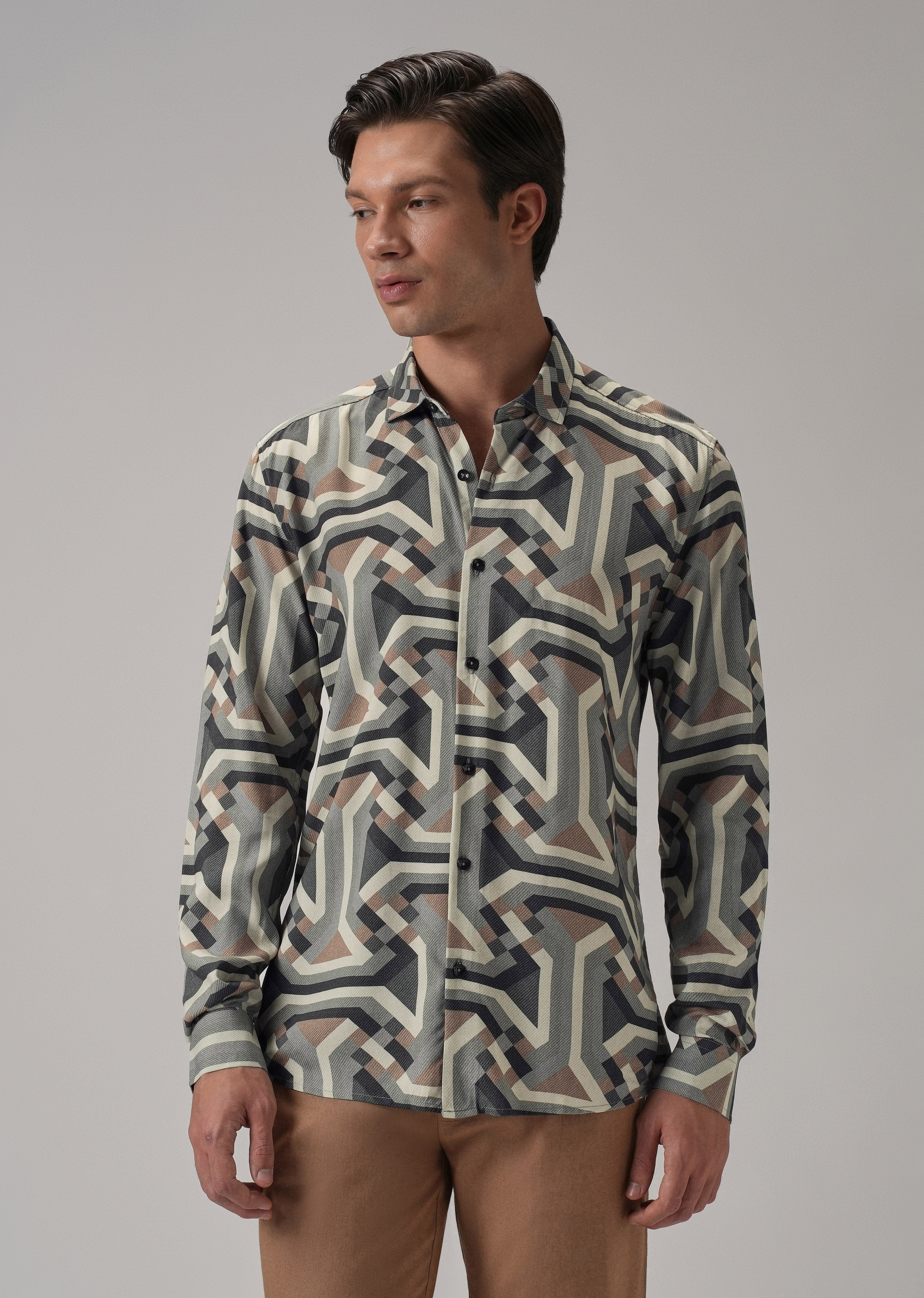 Green Abstract Texture Printed Shirt