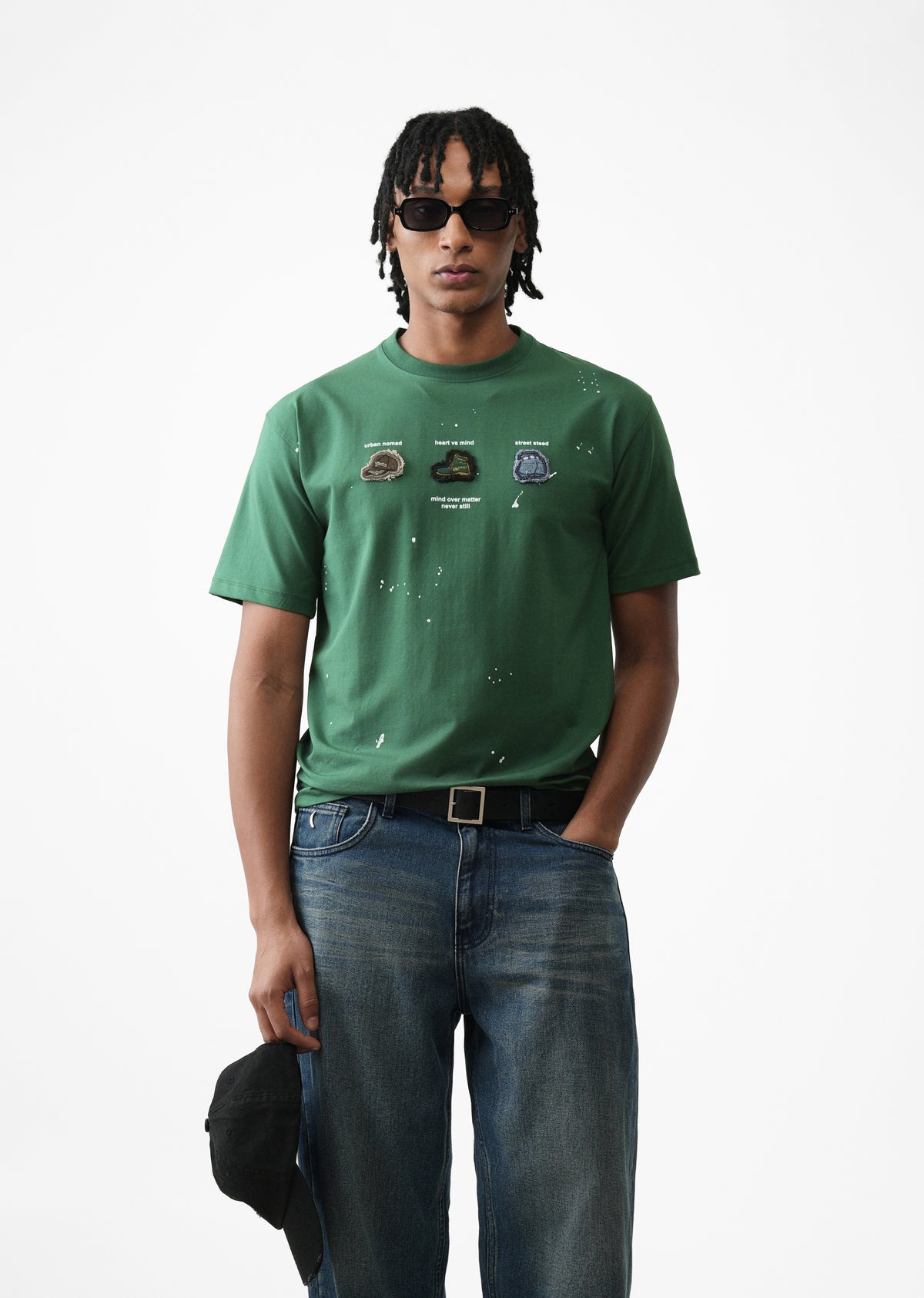 Green Applique Motif T-Shirt