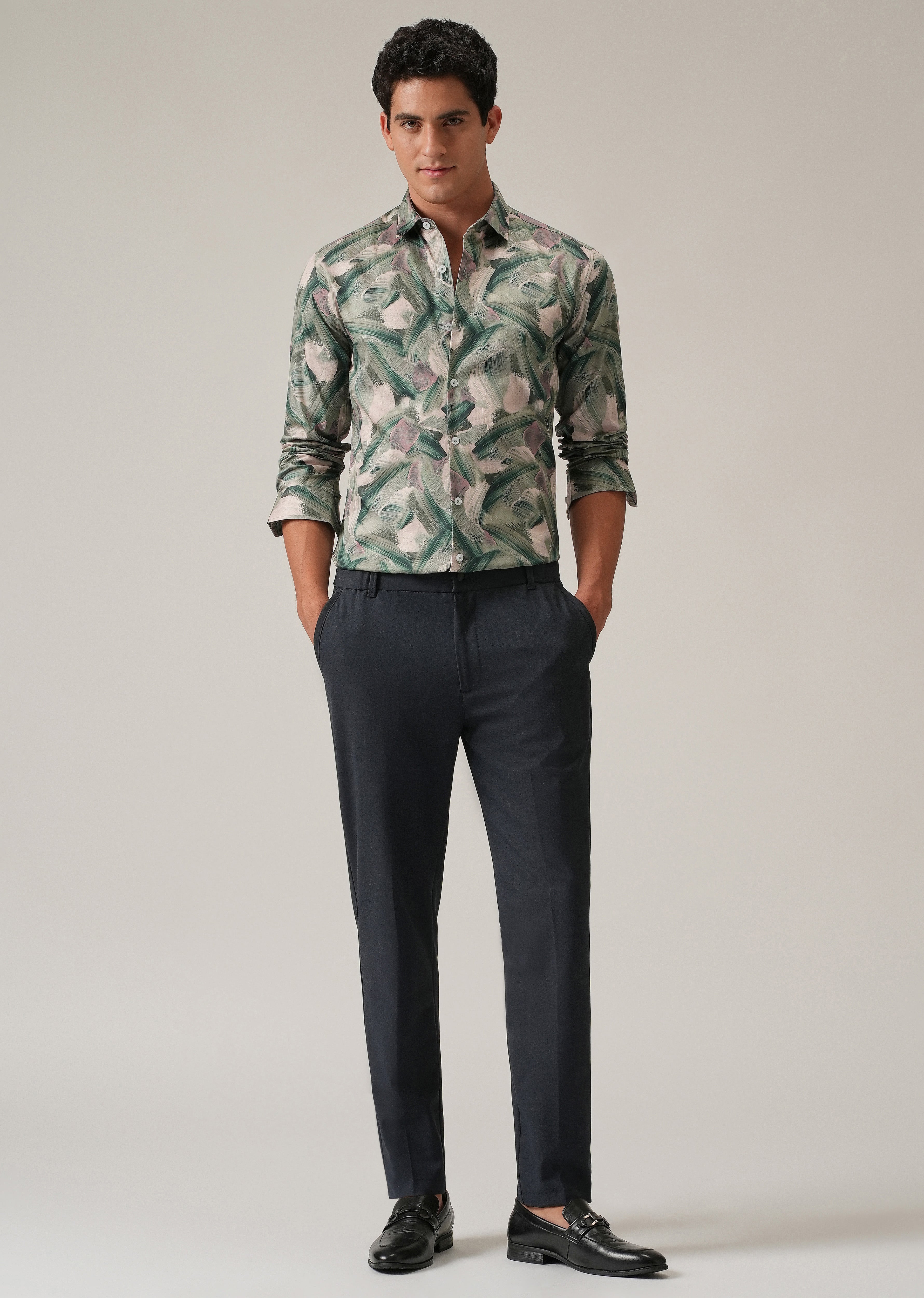 Green Brushstroke Abstract Print Shirt