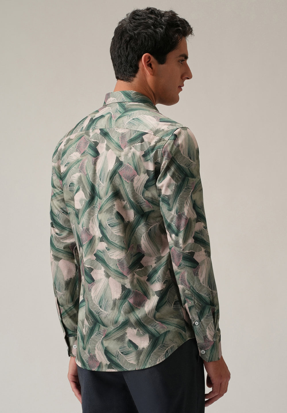 Green Brushstroke Abstract Print Shirt