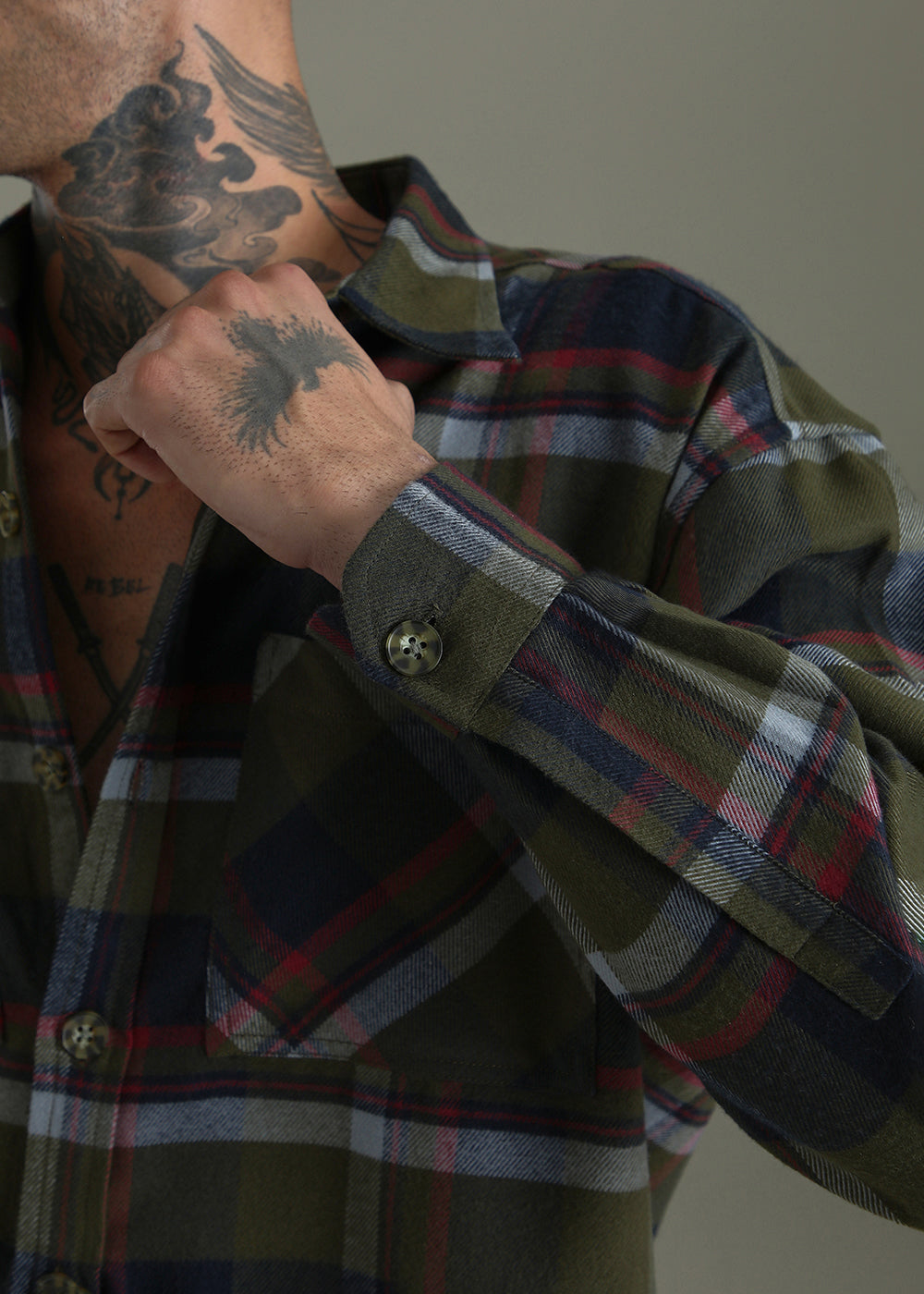 Green Checked Relaxed Fit Shacket