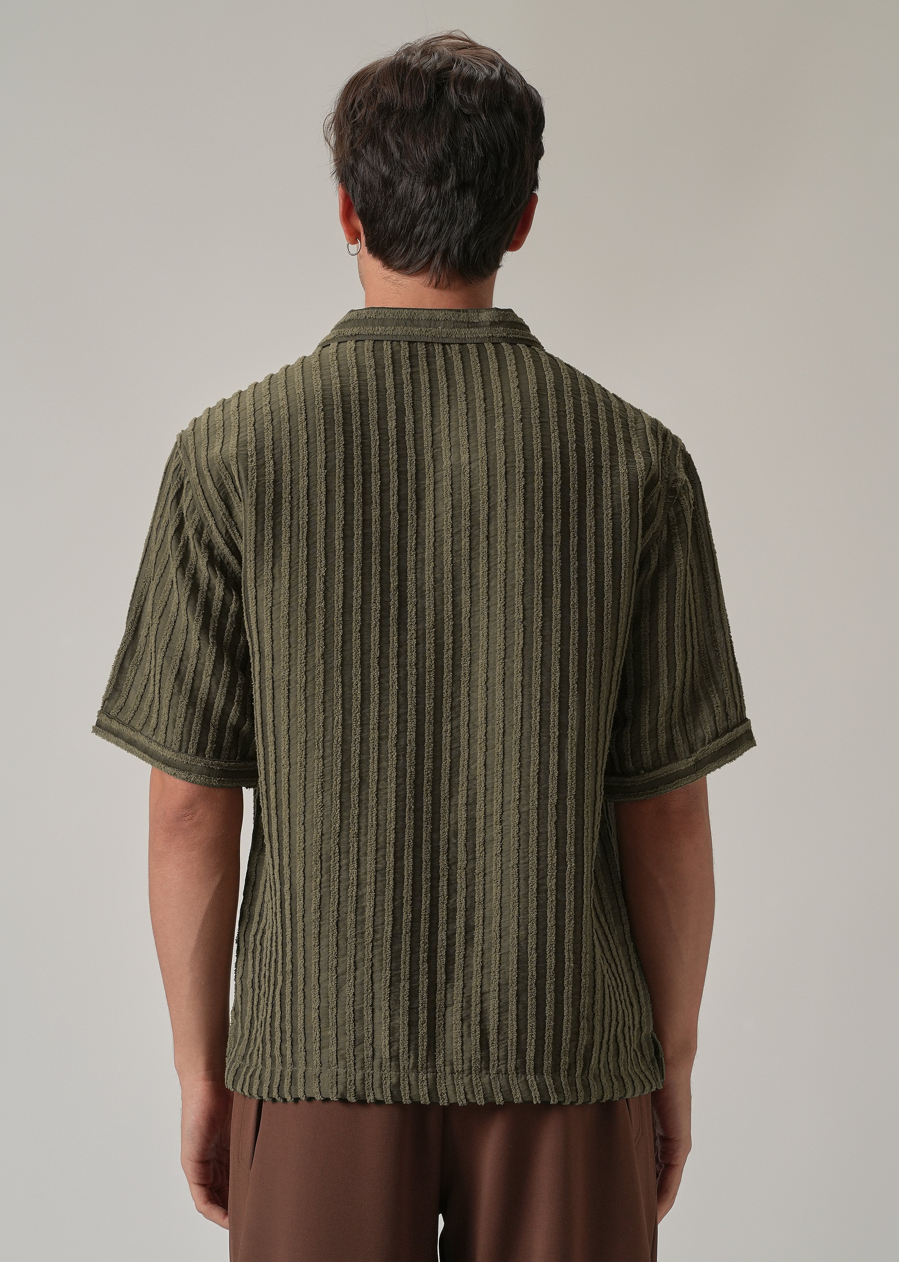 Green Clip Jacquard Stripe Shirt