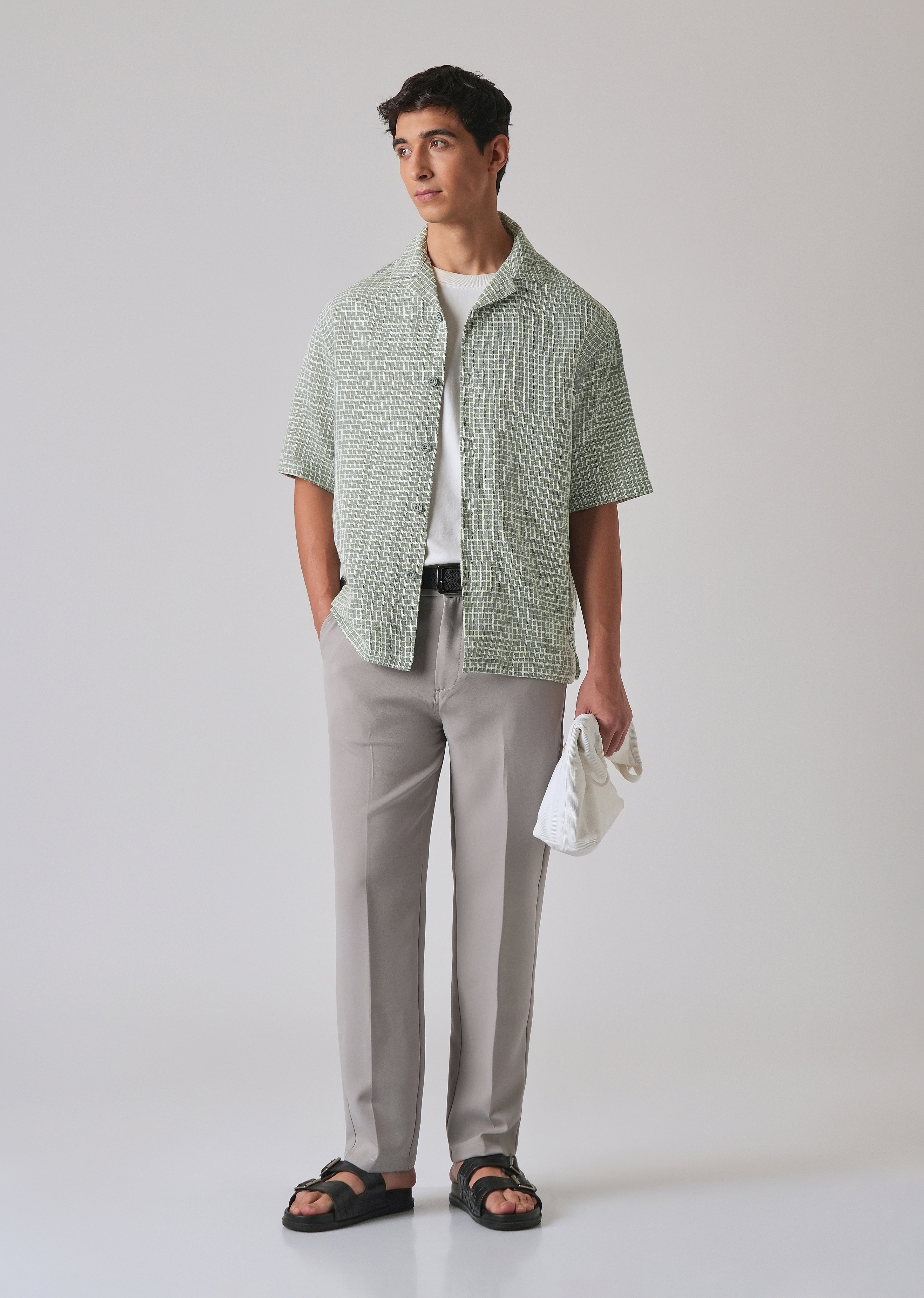 Green Cotton Chenille Check Shirt