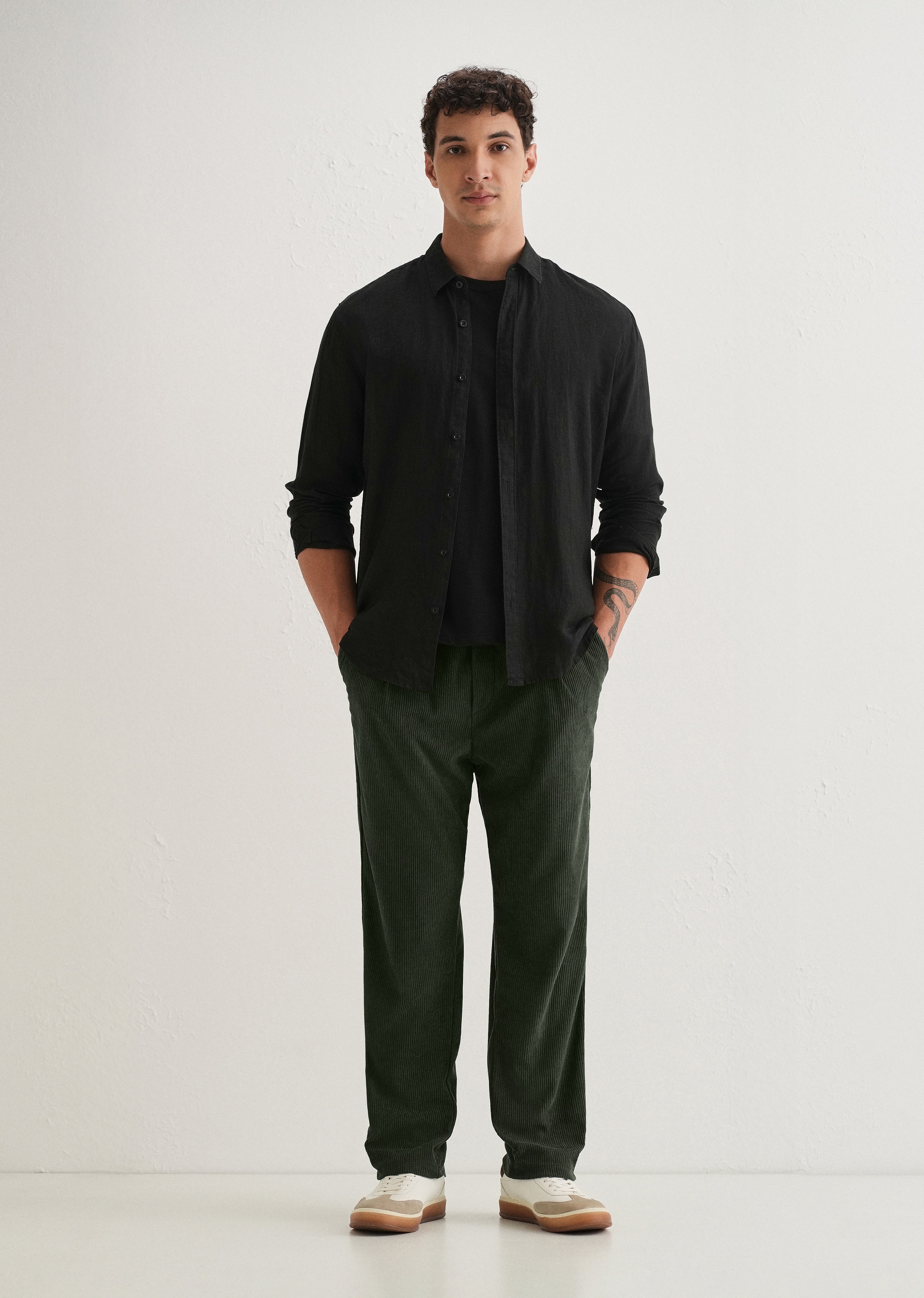 Green Drawstring Corduroy Pant