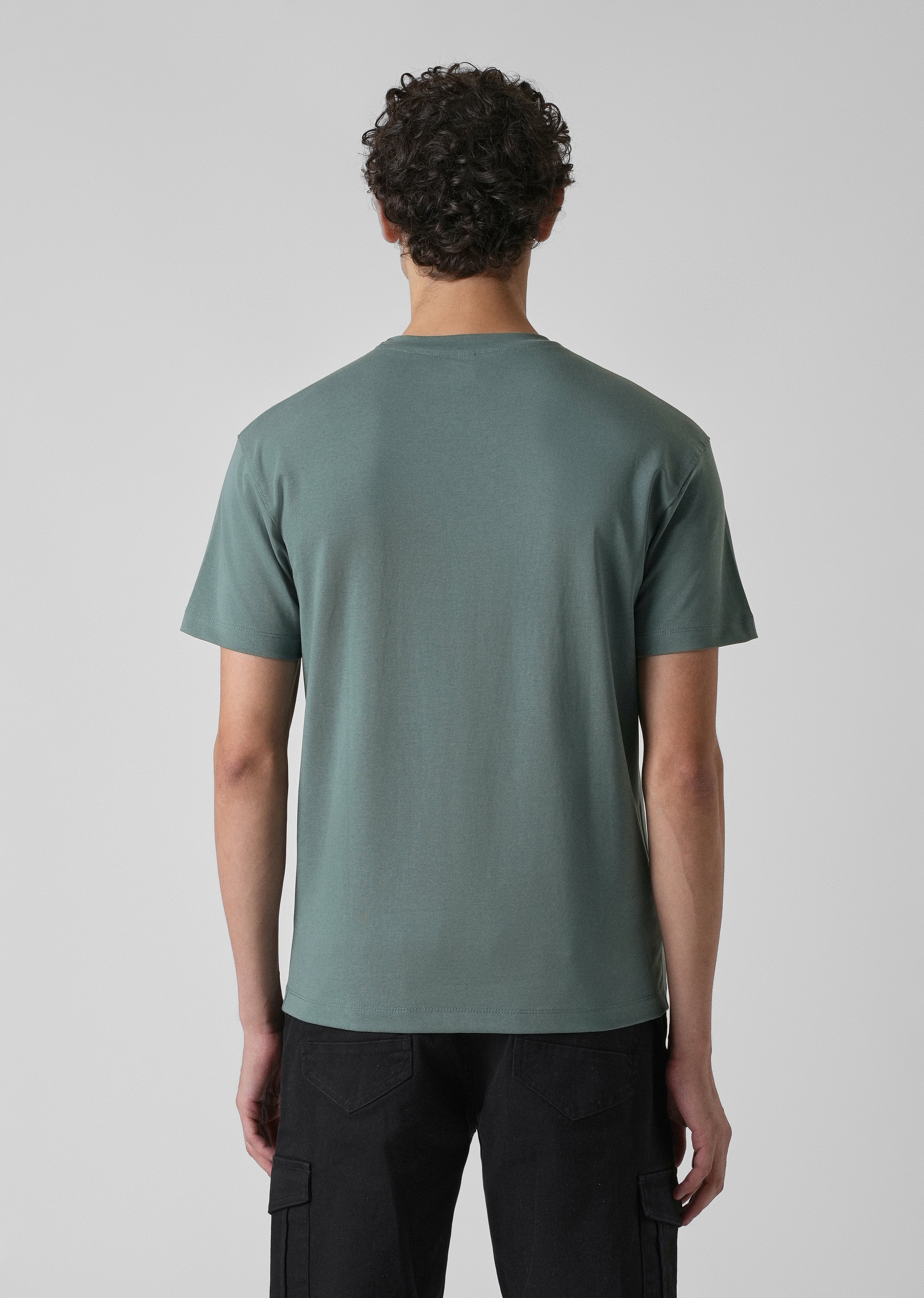 Green Embossed Printed Slim Fit T-shirt